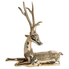 Used 1960s Hollywood Regency Large Brass Deer by Sarreid Ltd, Spain