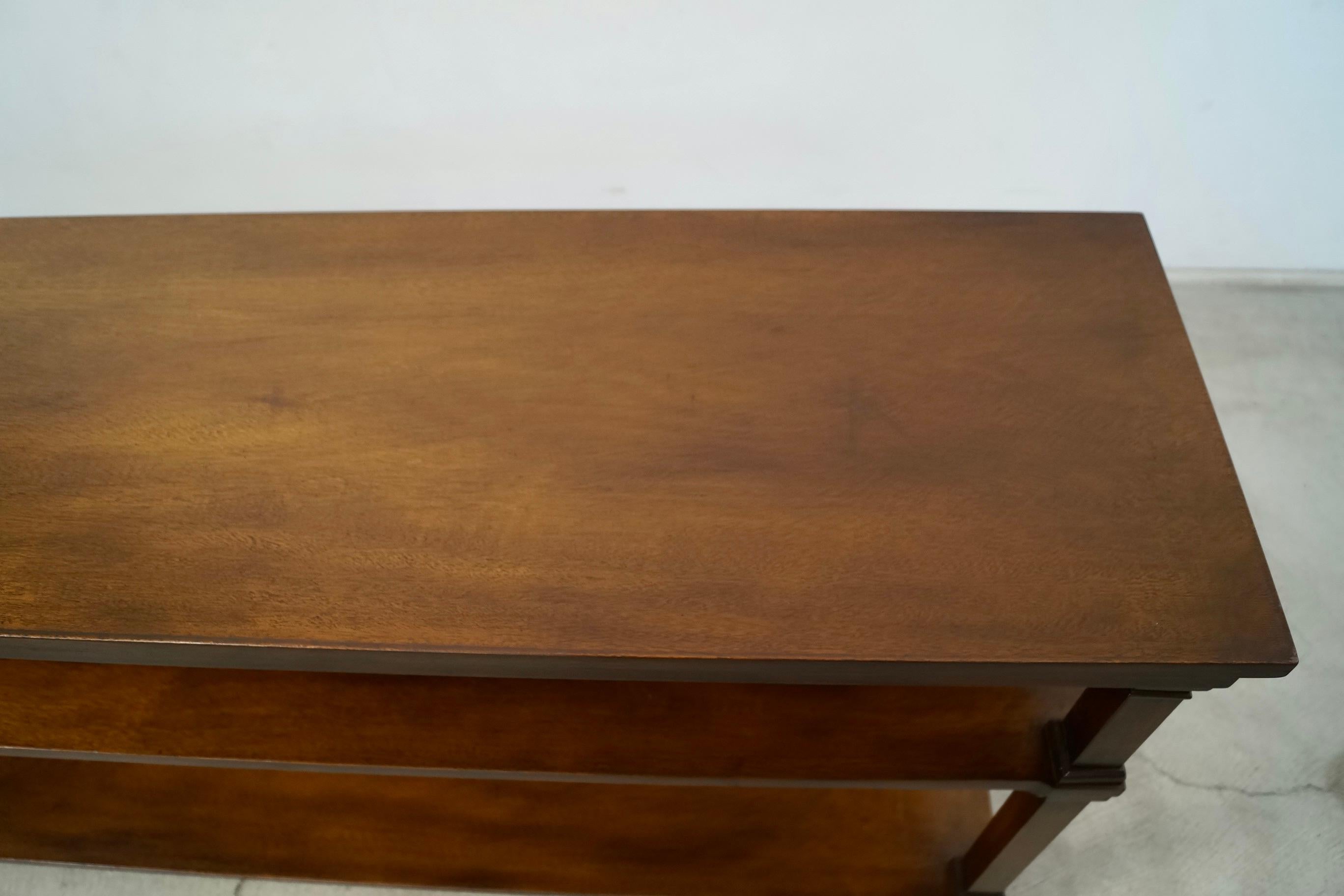 1960's Hollywood Regency Long Walnut Bookshelf / Shelf 10