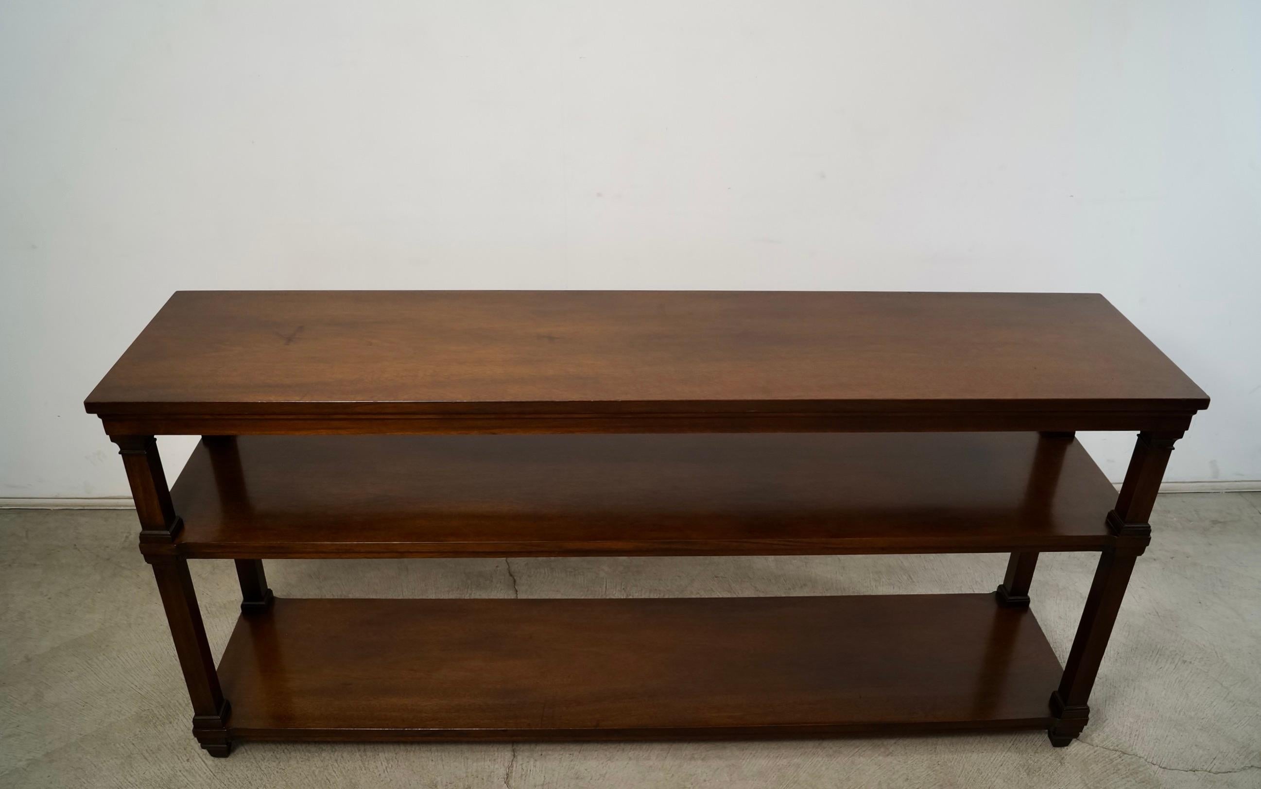 American 1960's Hollywood Regency Long Walnut Bookshelf / Shelf
