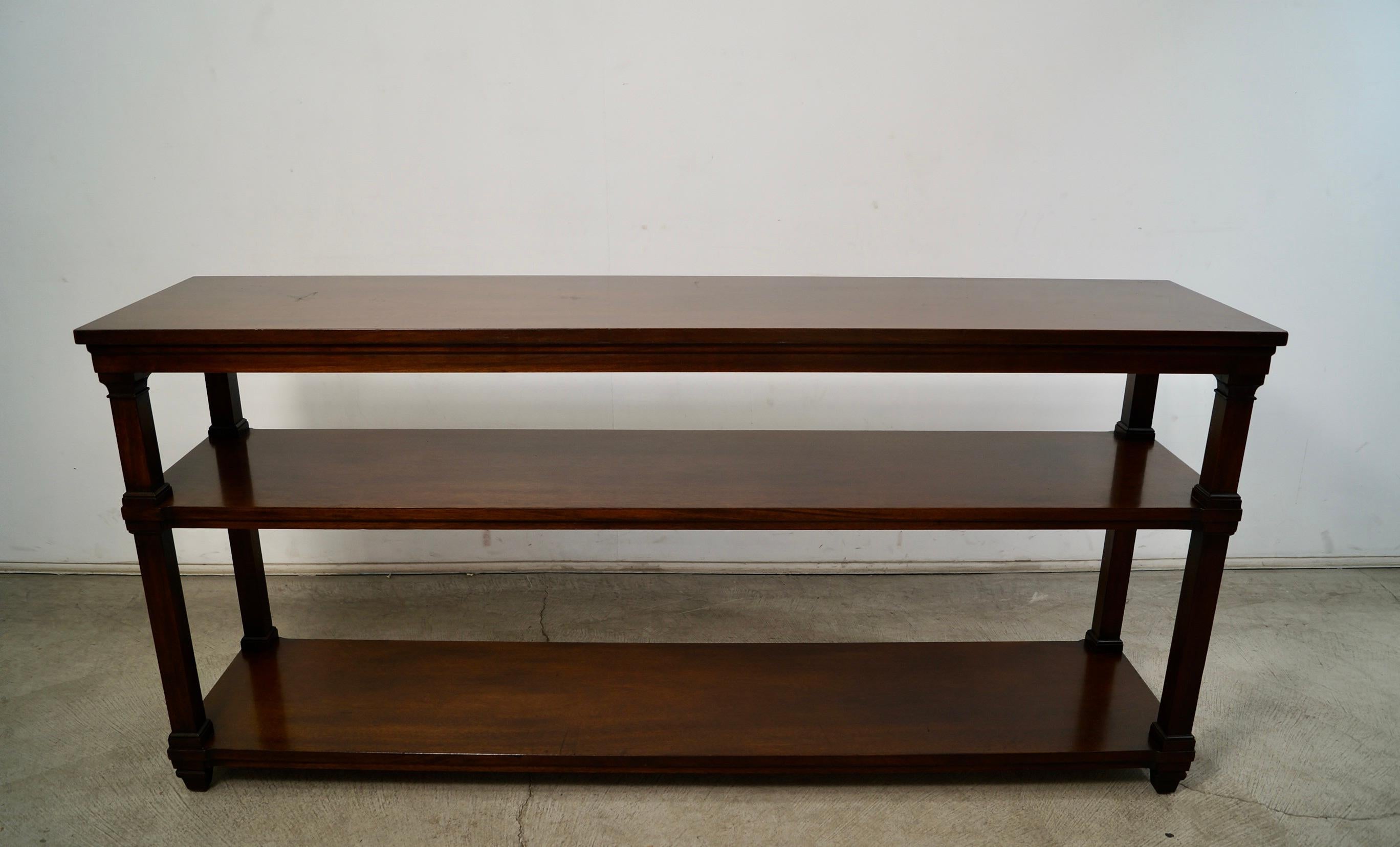 1960's Hollywood Regency Long Walnut Bookshelf / Shelf In Good Condition In Burbank, CA