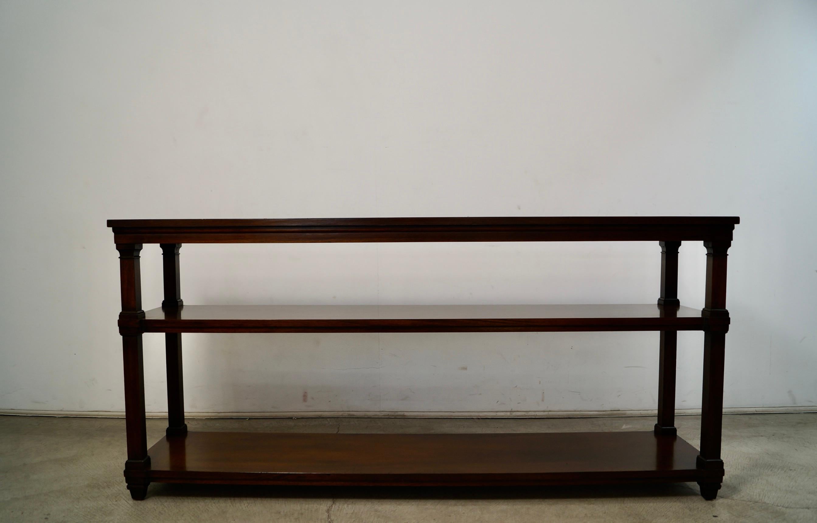 Mid-20th Century 1960's Hollywood Regency Long Walnut Bookshelf / Shelf