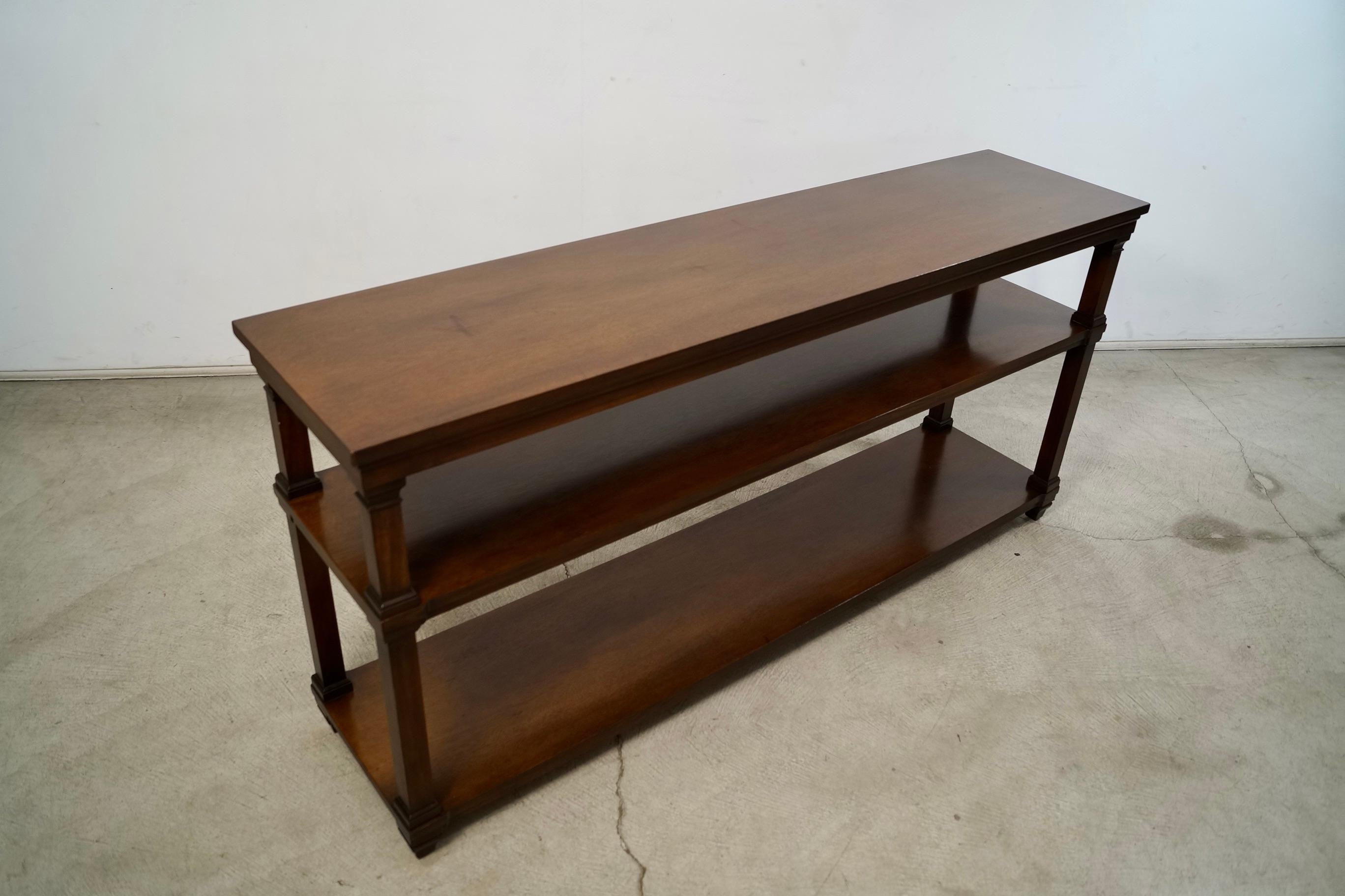1960's Hollywood Regency Long Walnut Bookshelf / Shelf 1