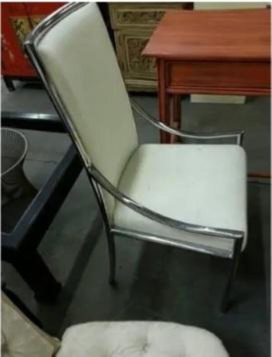 Mid-Century Modern 1960, Hollywood Regency Milo Baughman Chaise à haut dossier chromée et tapissée en vente