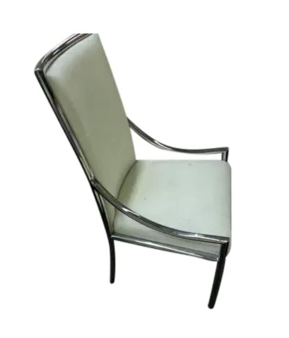 1960, Hollywood Regency Milo Baughman Chaise à haut dossier chromée et tapissée en vente 1