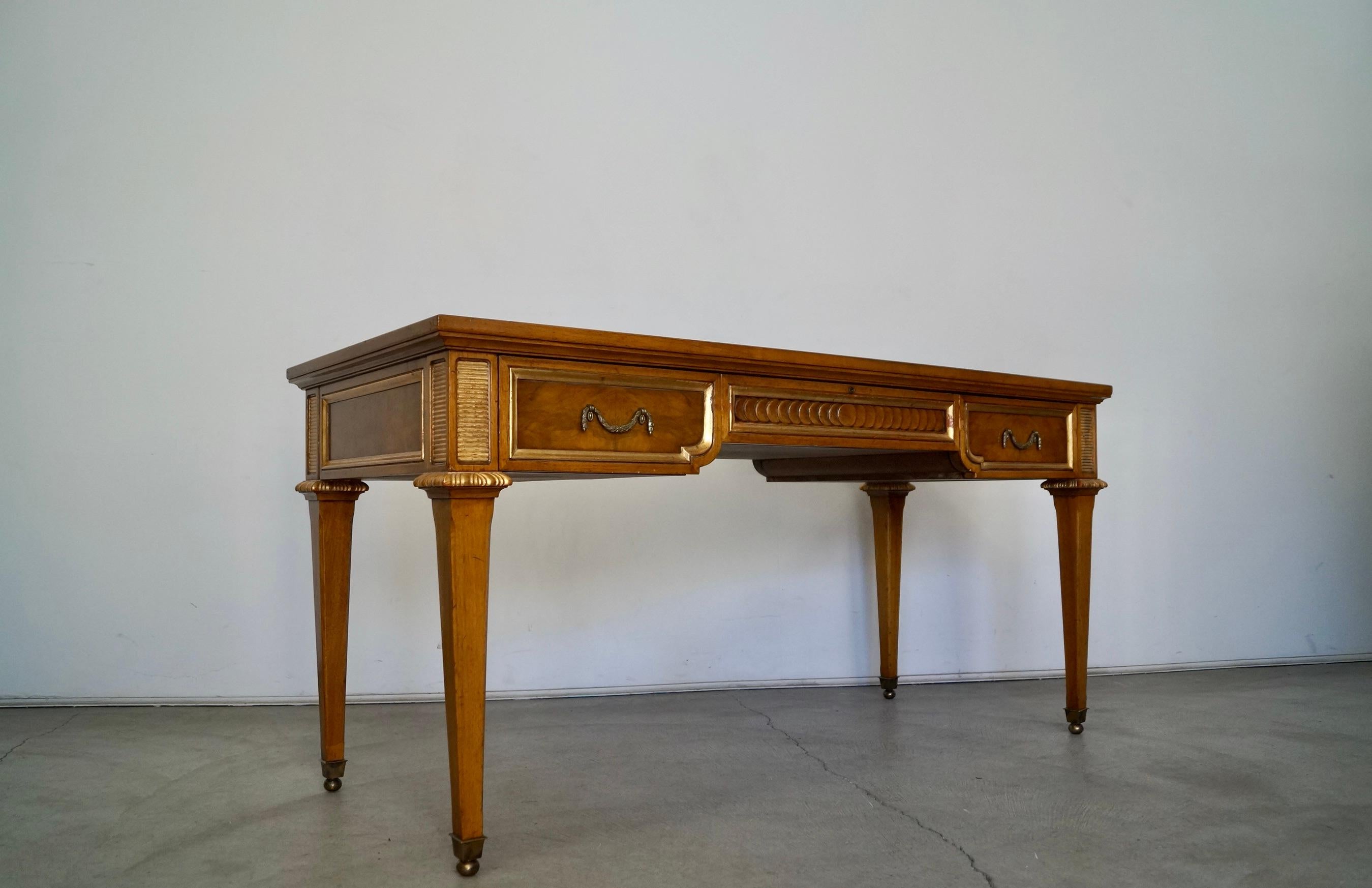 1960s Hollywood Regency Neoclassical Revival Karges Writing Desk In Good Condition For Sale In Burbank, CA