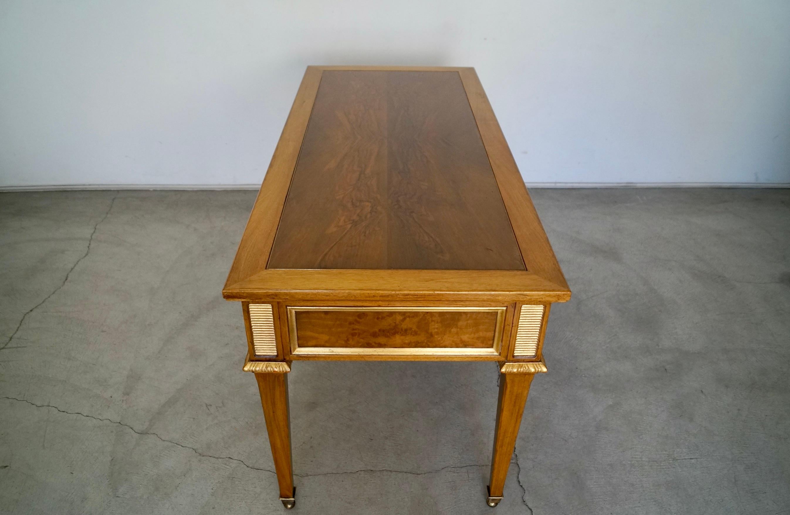 Brass 1960s Hollywood Regency Neoclassical Revival Karges Writing Desk For Sale