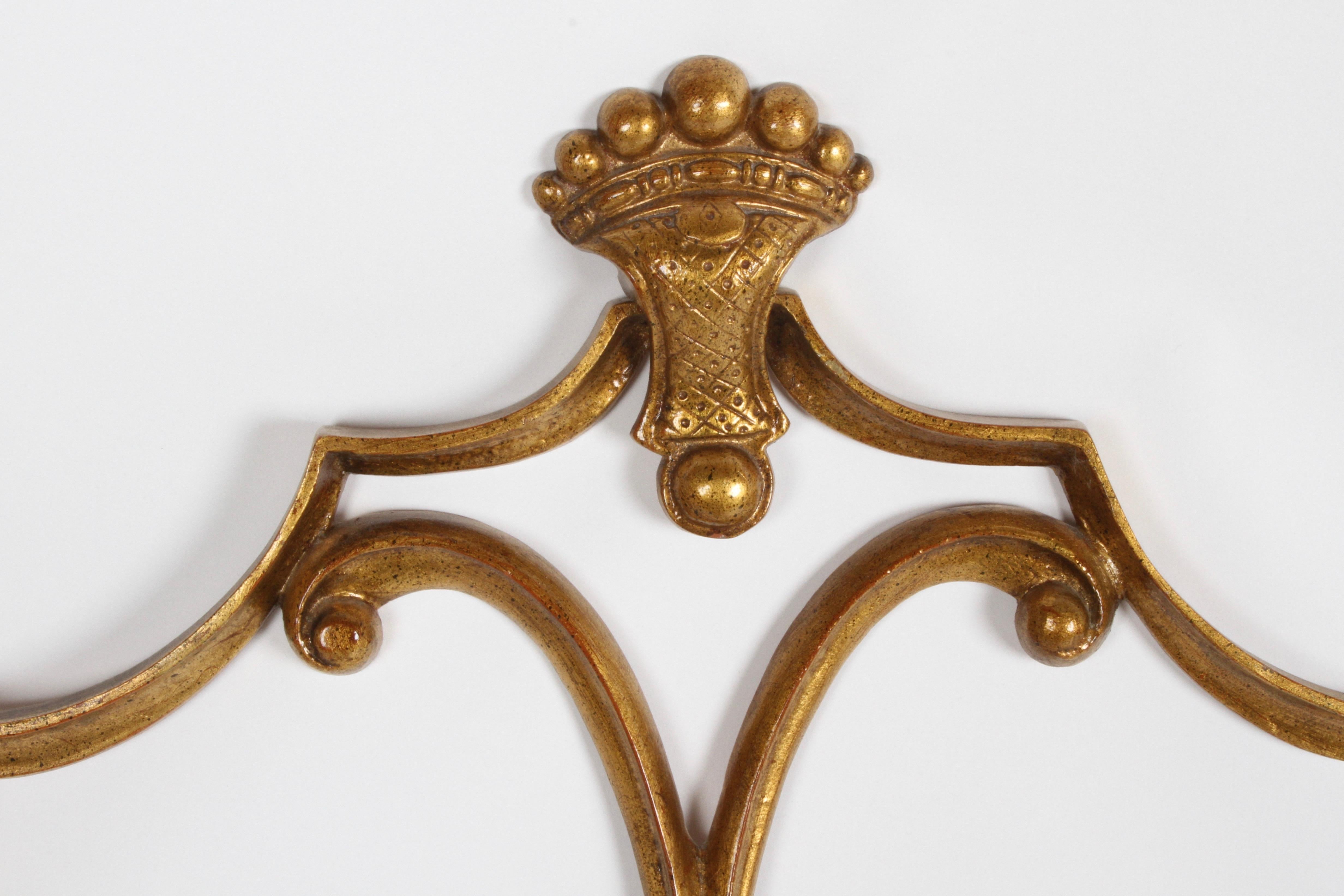 Iron 1960's Hollywood Regency Rococo Style Italian Gold Gilt Metal King Headboard