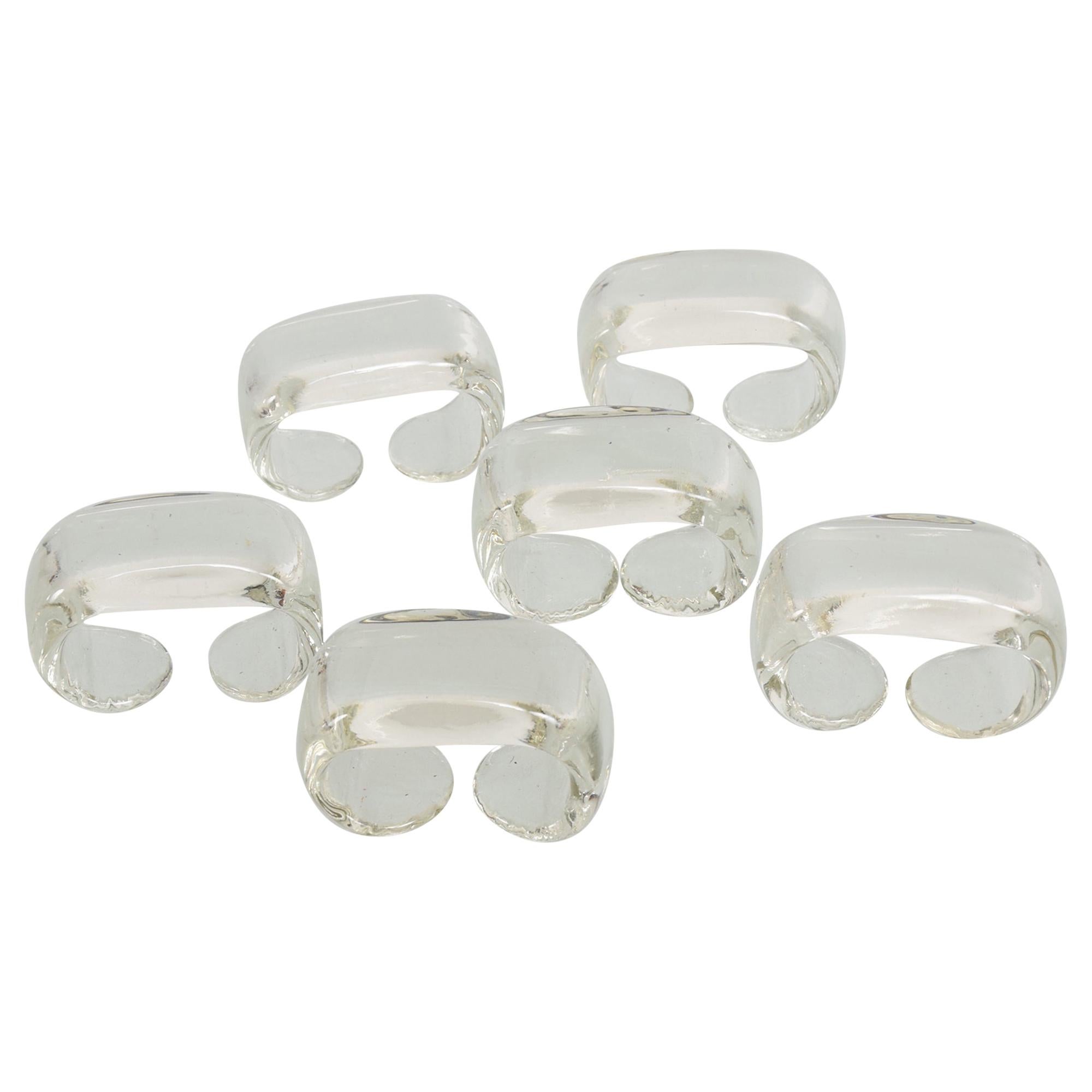 1960s Hollywood Regency Style  Daum France Art Glass Napkin Ring Holders - 6 -
