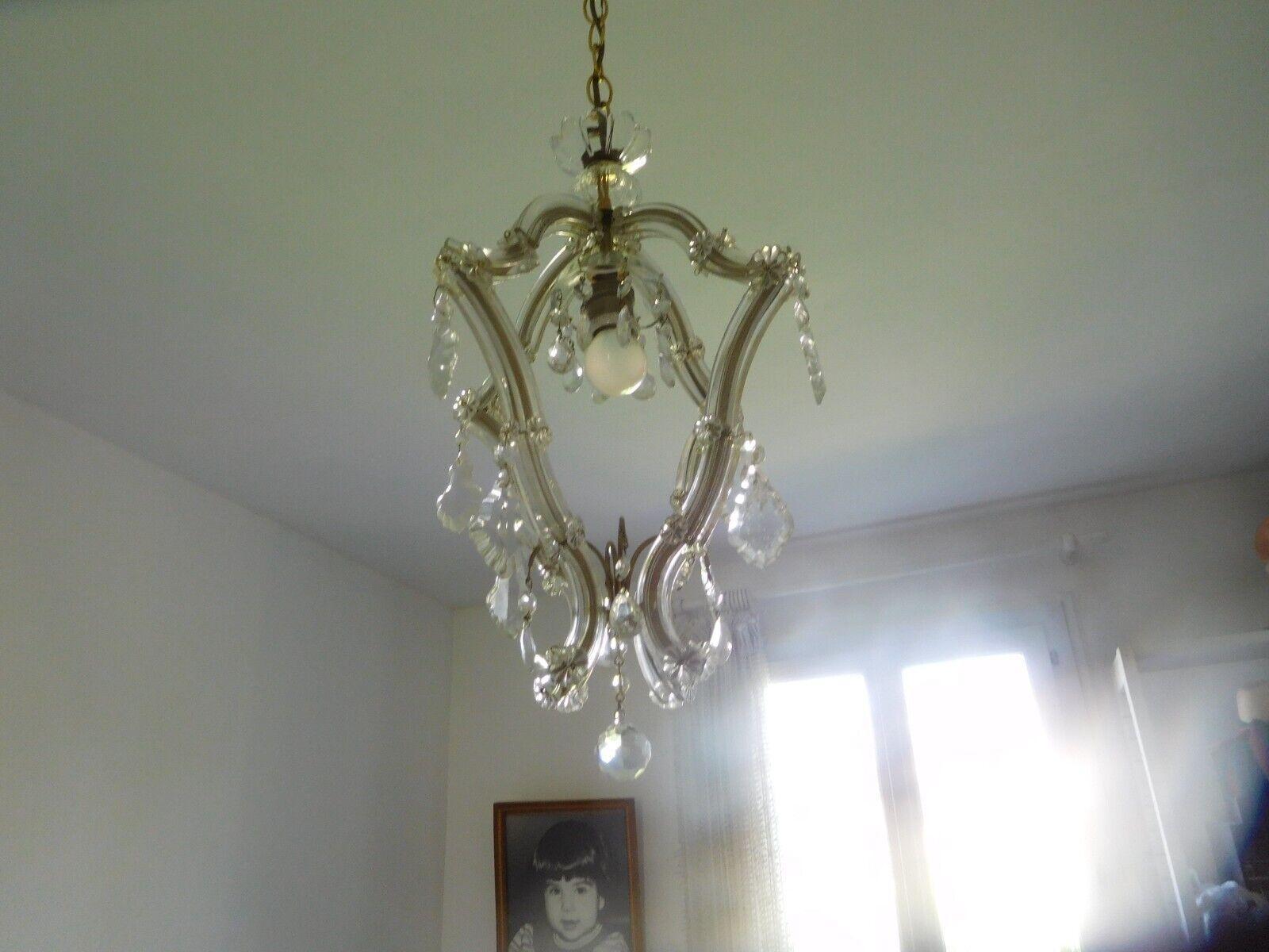 1960's Hollywood Regency style Murano Art Glass Ceiling Lantern From Italy In Good Condition For Sale In Opa Locka, FL