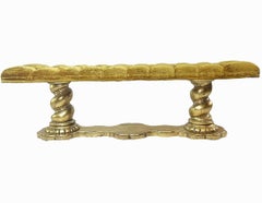 1960s Hollywood Regency tufted gold bench
