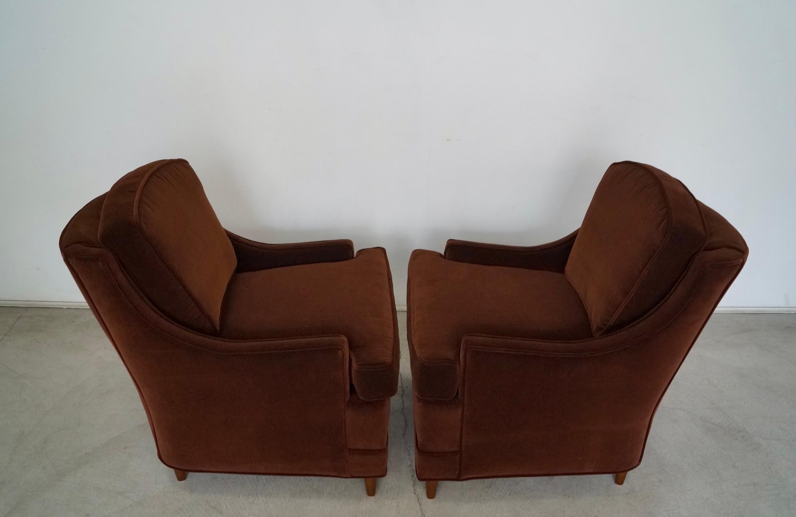1960s Hollywood Regency Velvet Lounge Chairs, a Pair 4