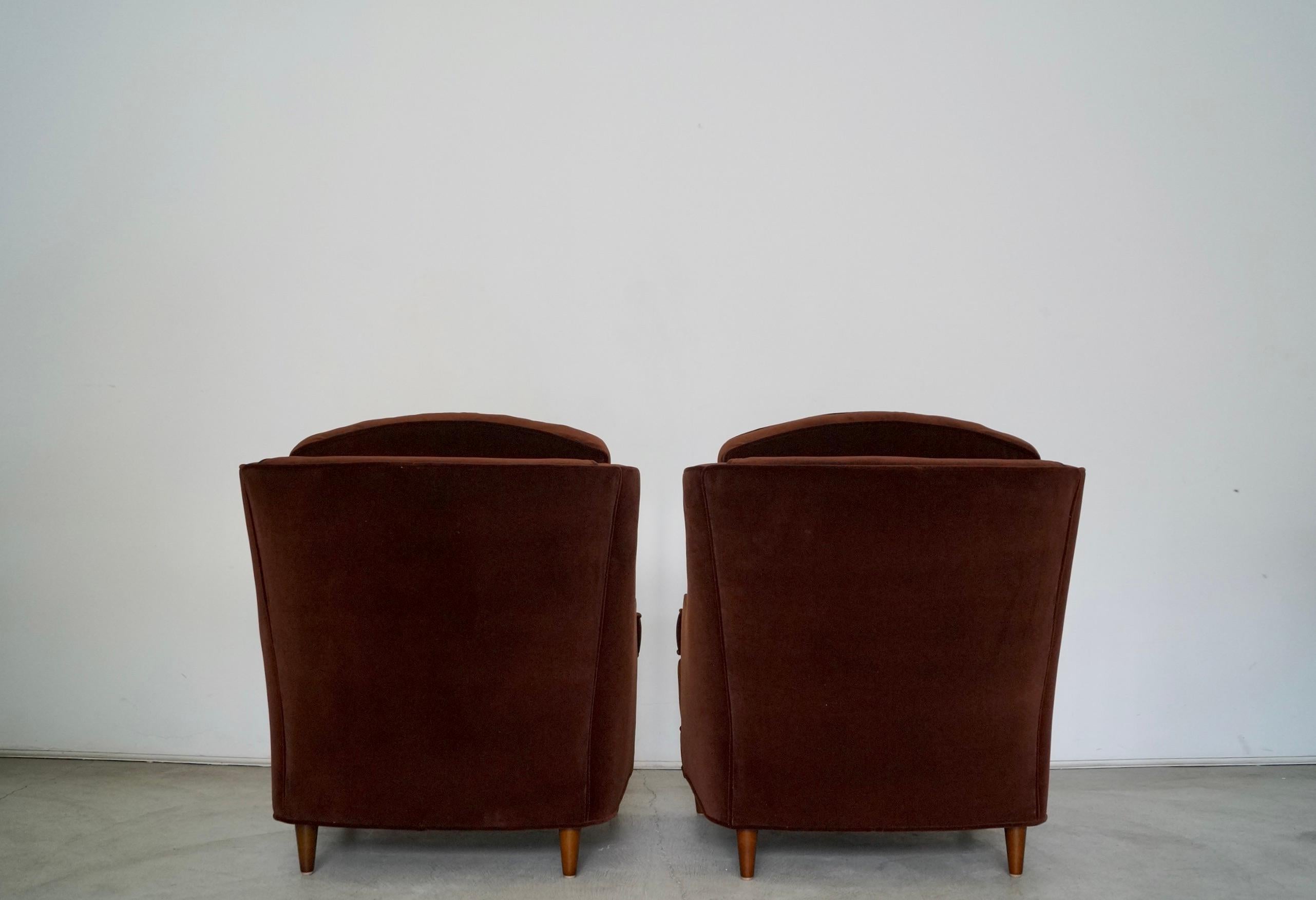 1960s Hollywood Regency Velvet Lounge Chairs, a Pair 5