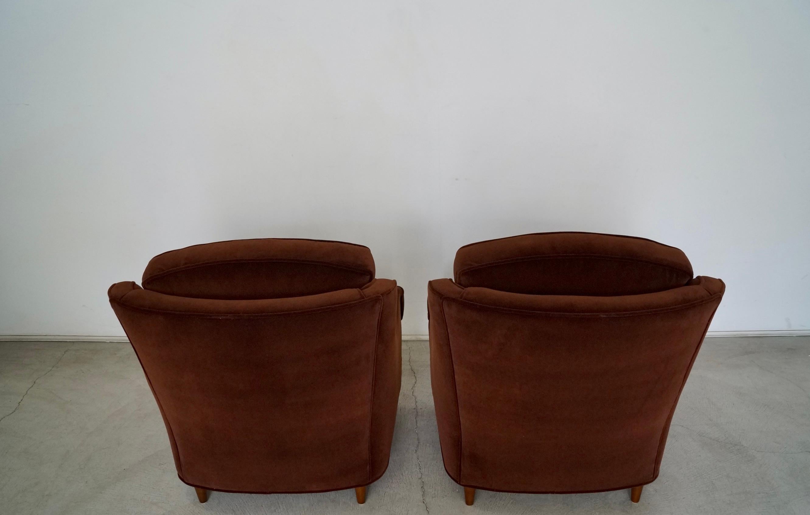 1960s Hollywood Regency Velvet Lounge Chairs, a Pair 6