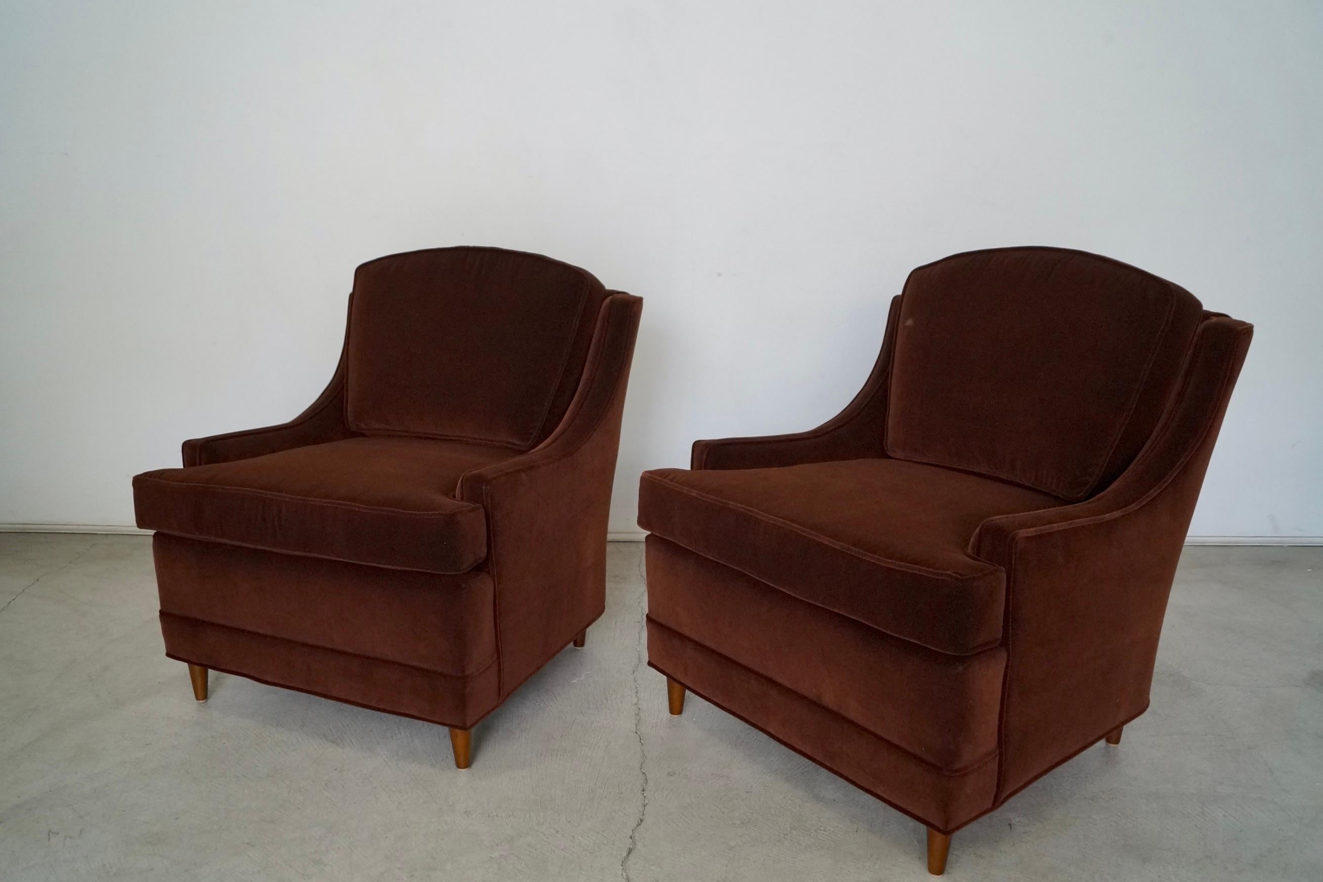 1960s Hollywood Regency Velvet Lounge Chairs, a Pair 7