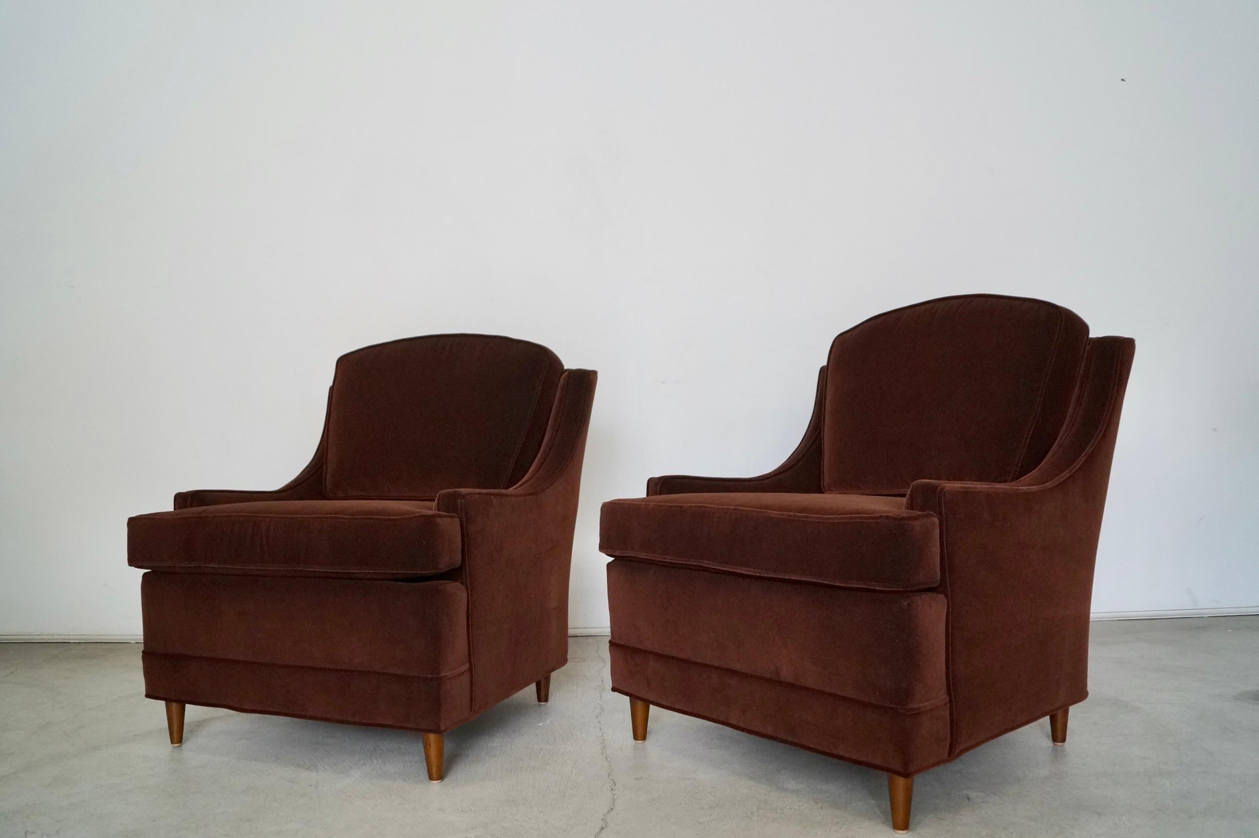 1960s Hollywood Regency Velvet Lounge Chairs, a Pair 8