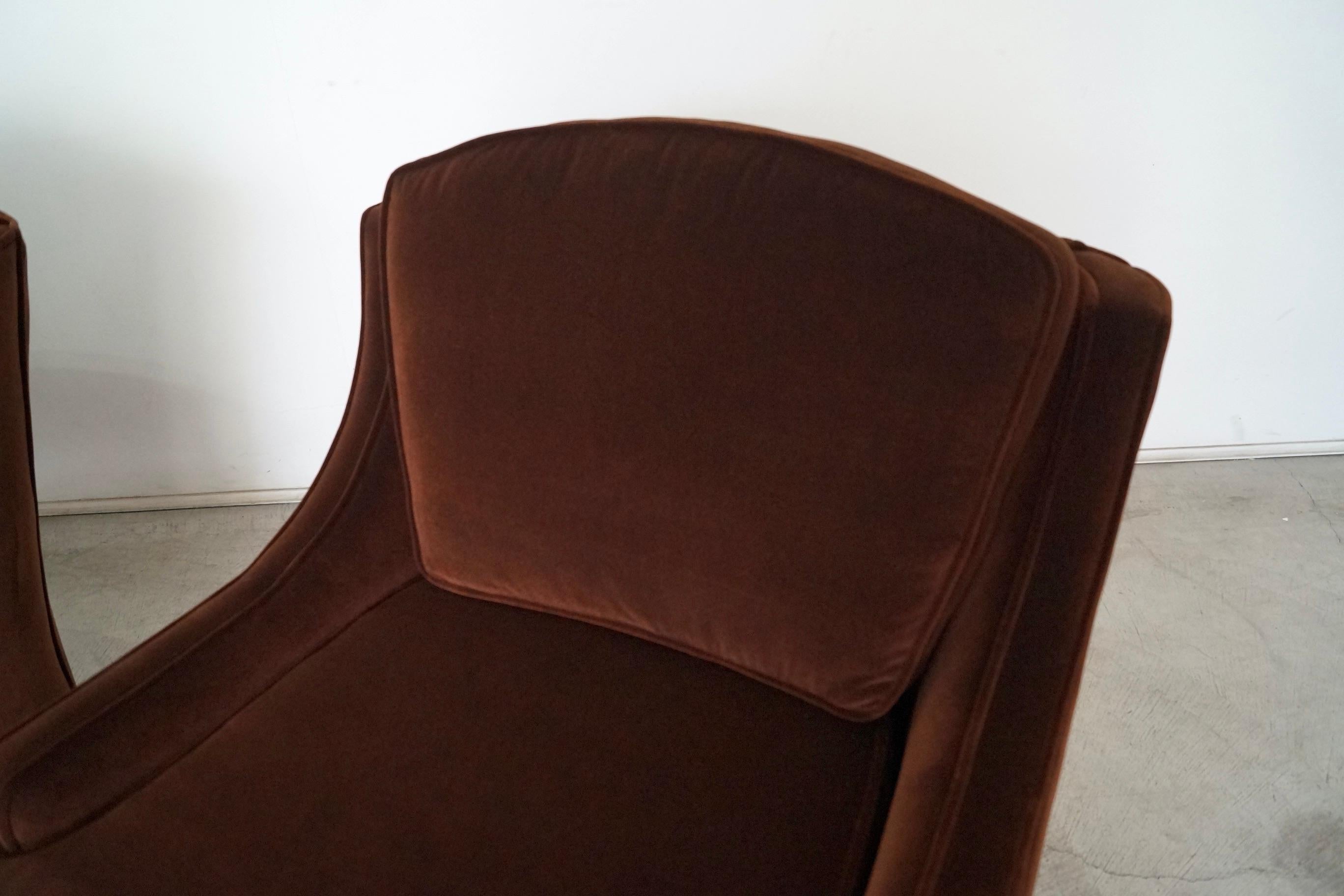 1960s Hollywood Regency Velvet Lounge Chairs, a Pair 9