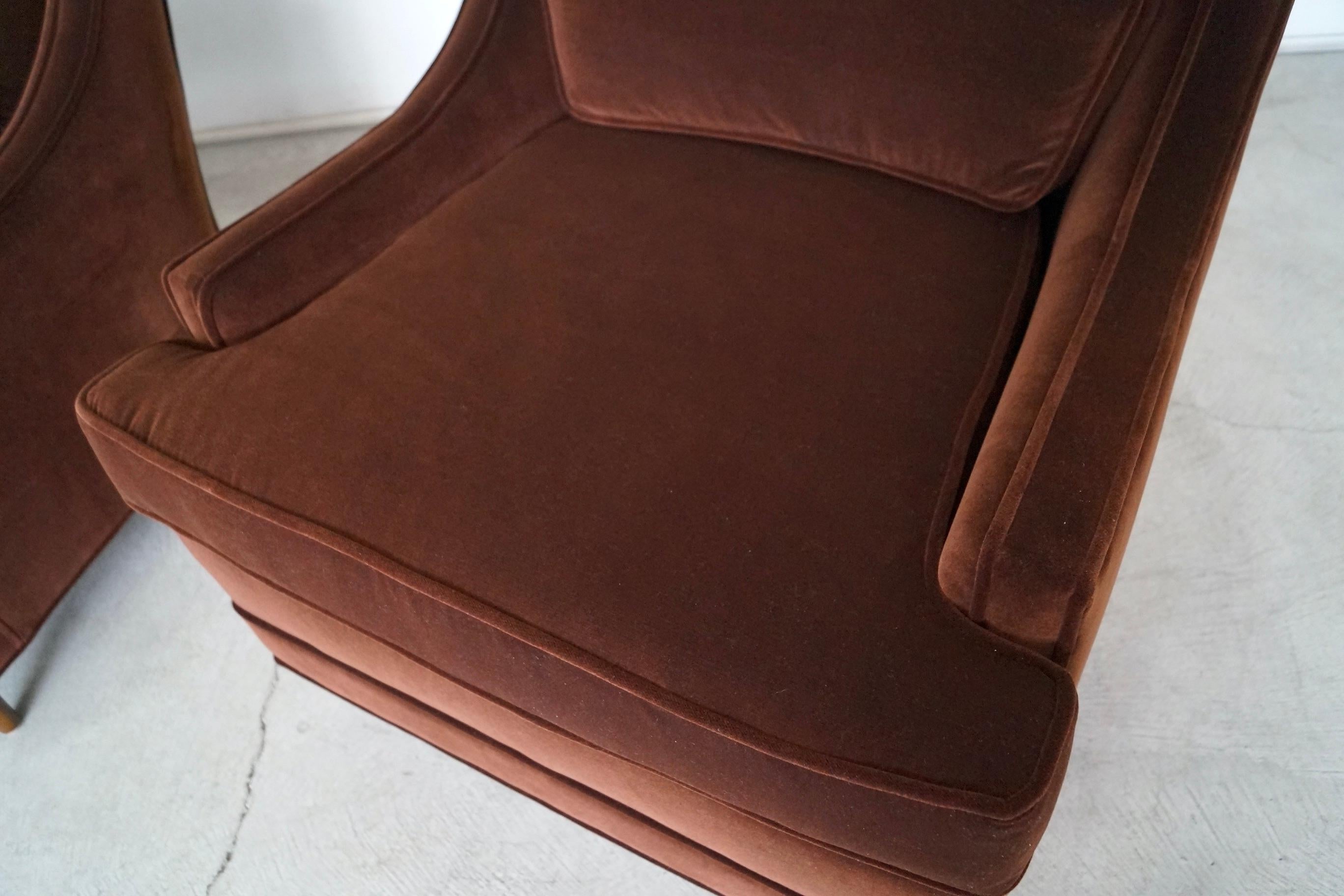 1960s Hollywood Regency Velvet Lounge Chairs, a Pair 10