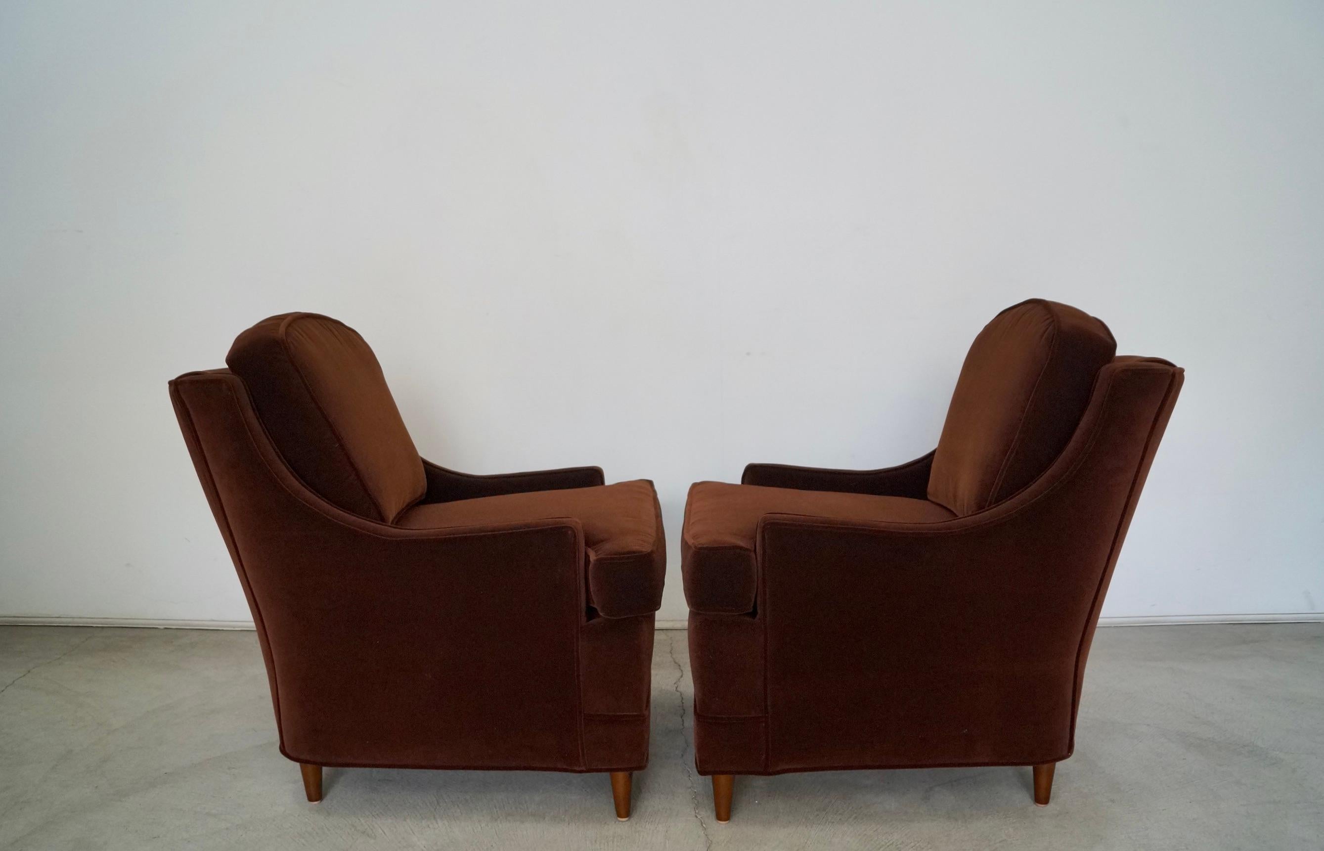 1960s Hollywood Regency Velvet Lounge Chairs, a Pair 1