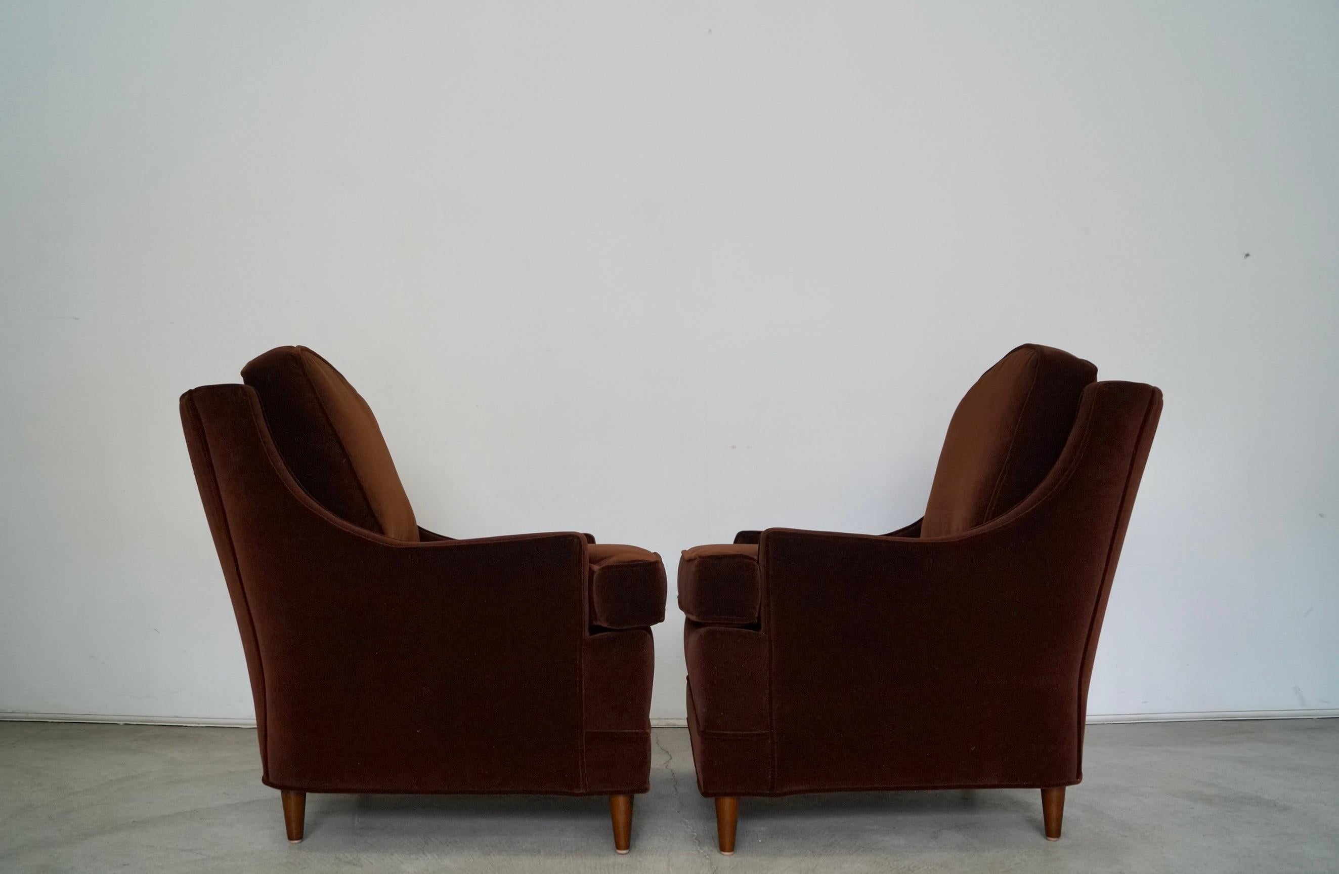 1960s Hollywood Regency Velvet Lounge Chairs, a Pair 2