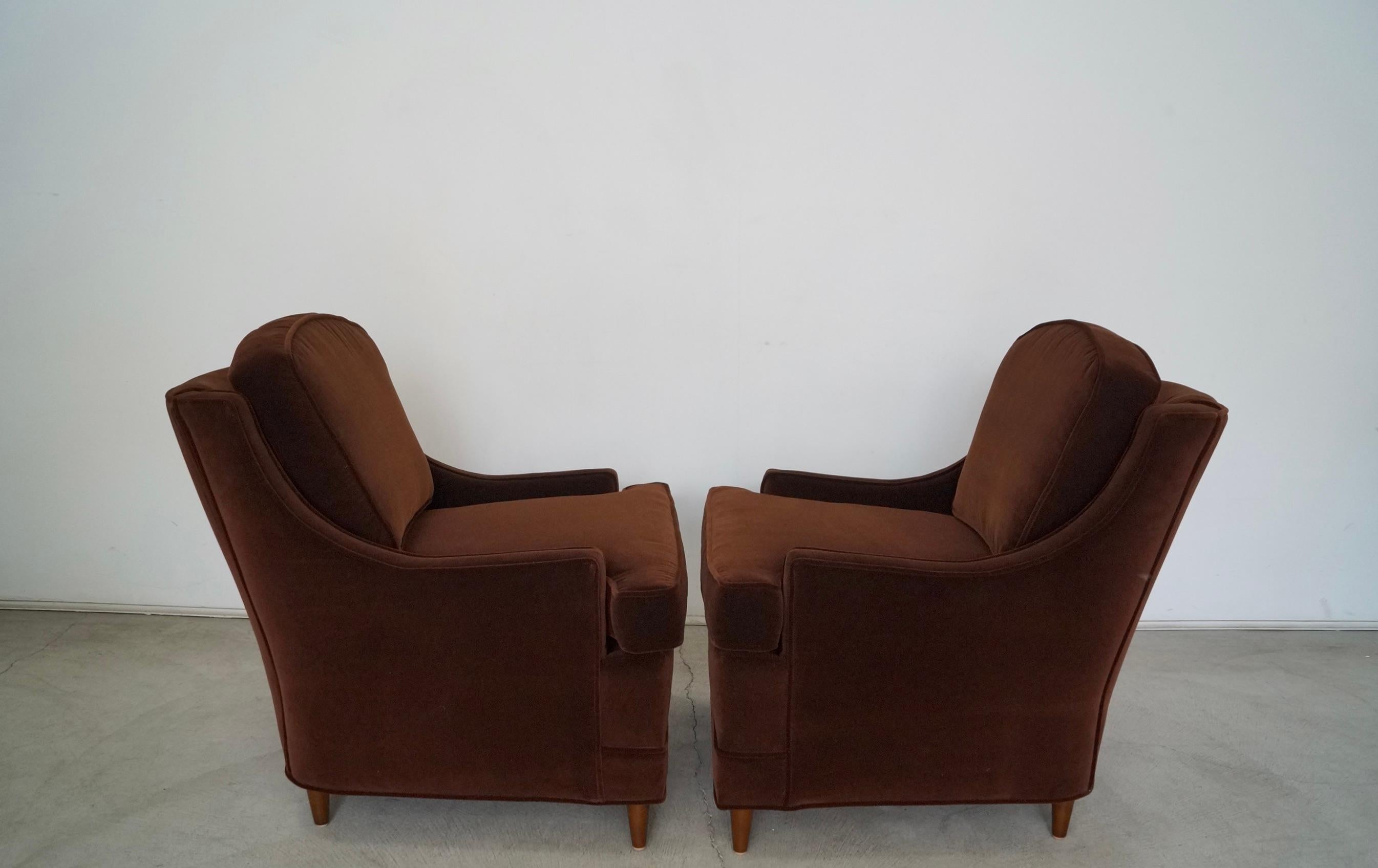 1960s Hollywood Regency Velvet Lounge Chairs, a Pair 3