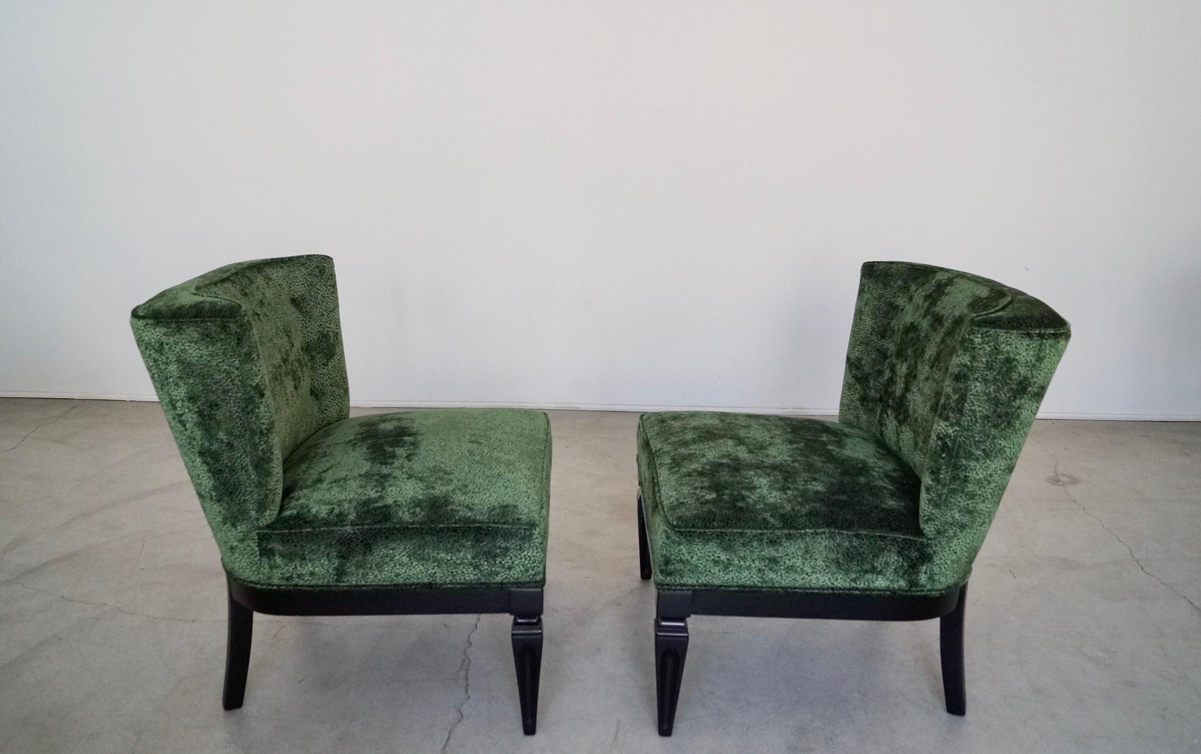 1960's Hollywood Regency Velvet Slipper Lounge Chairs - a Pair For Sale 5