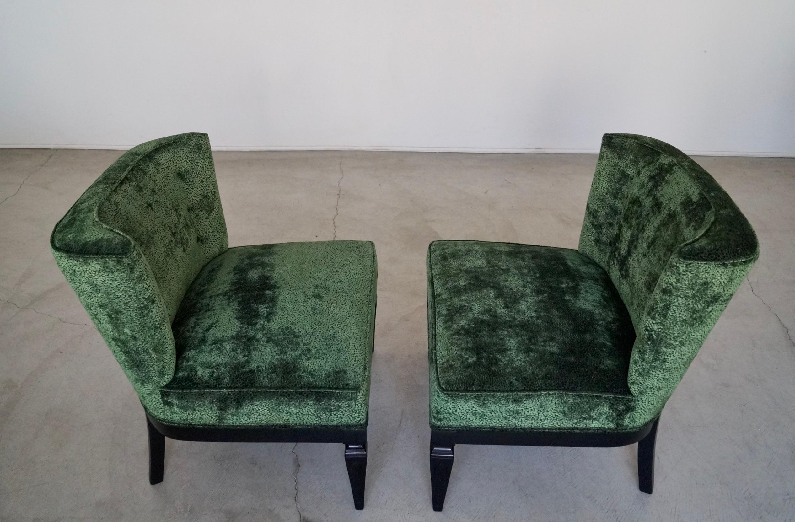 1960's Hollywood Regency Velvet Slipper Lounge Chairs - a Pair For Sale 7
