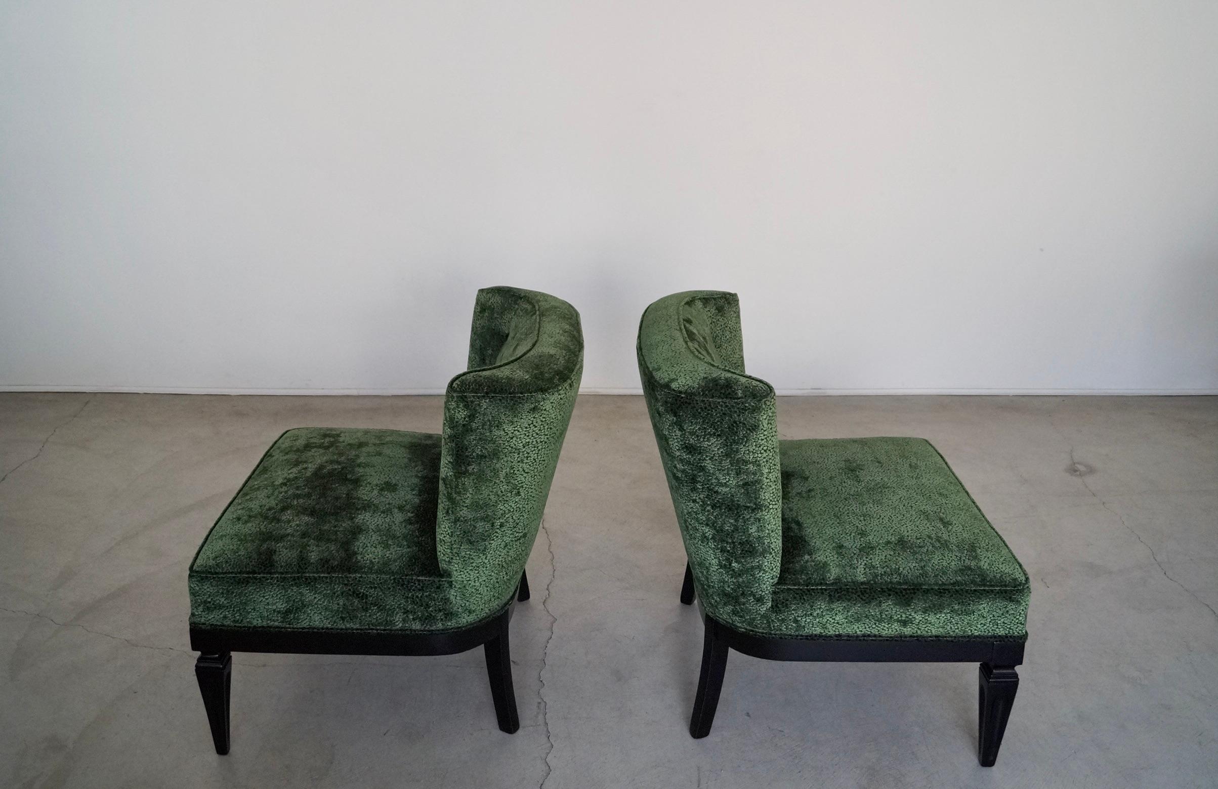 Mid-20th Century 1960's Hollywood Regency Velvet Slipper Lounge Chairs - a Pair For Sale