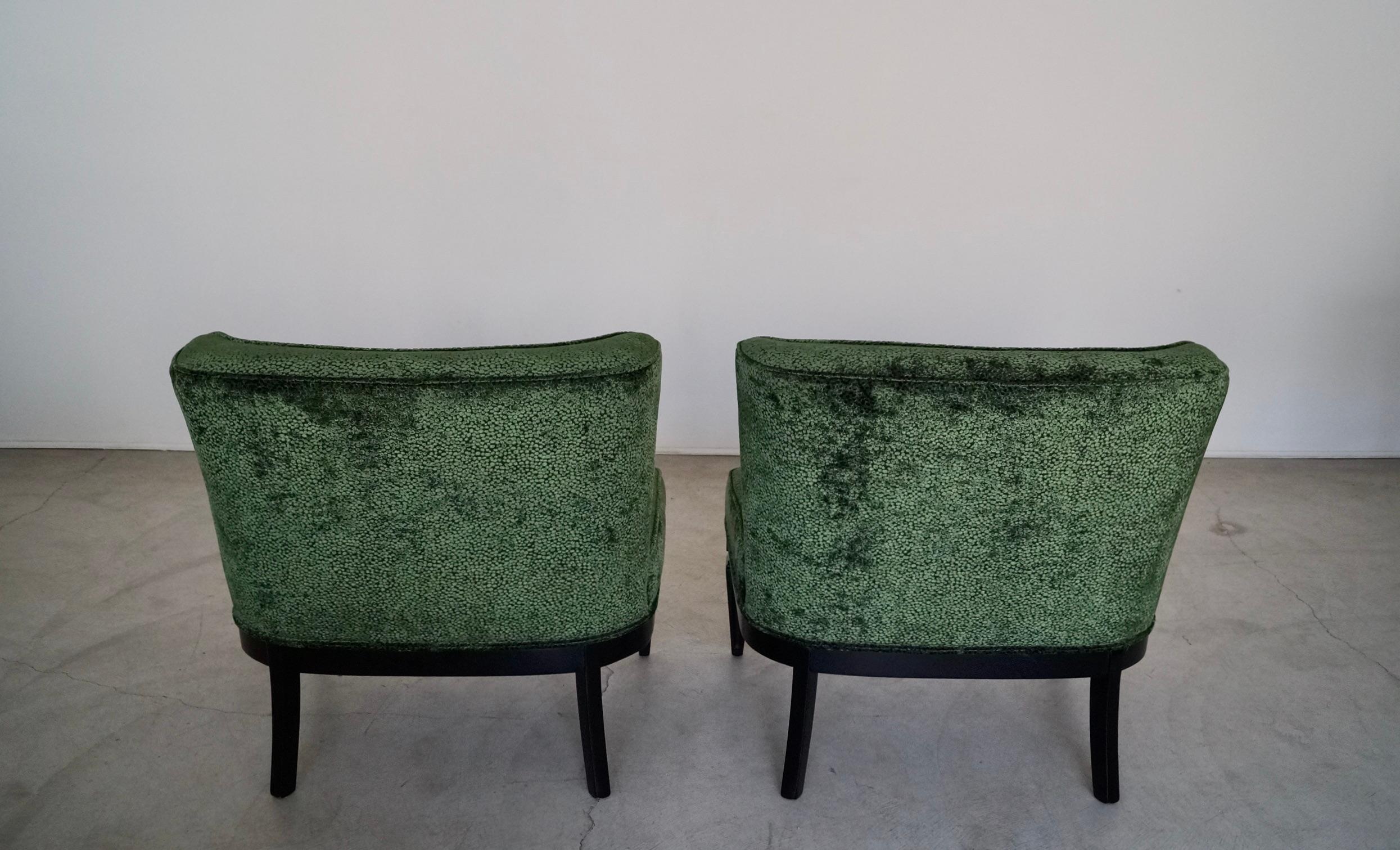 1960's Hollywood Regency Velvet Slipper Lounge Chairs - a Pair For Sale 2