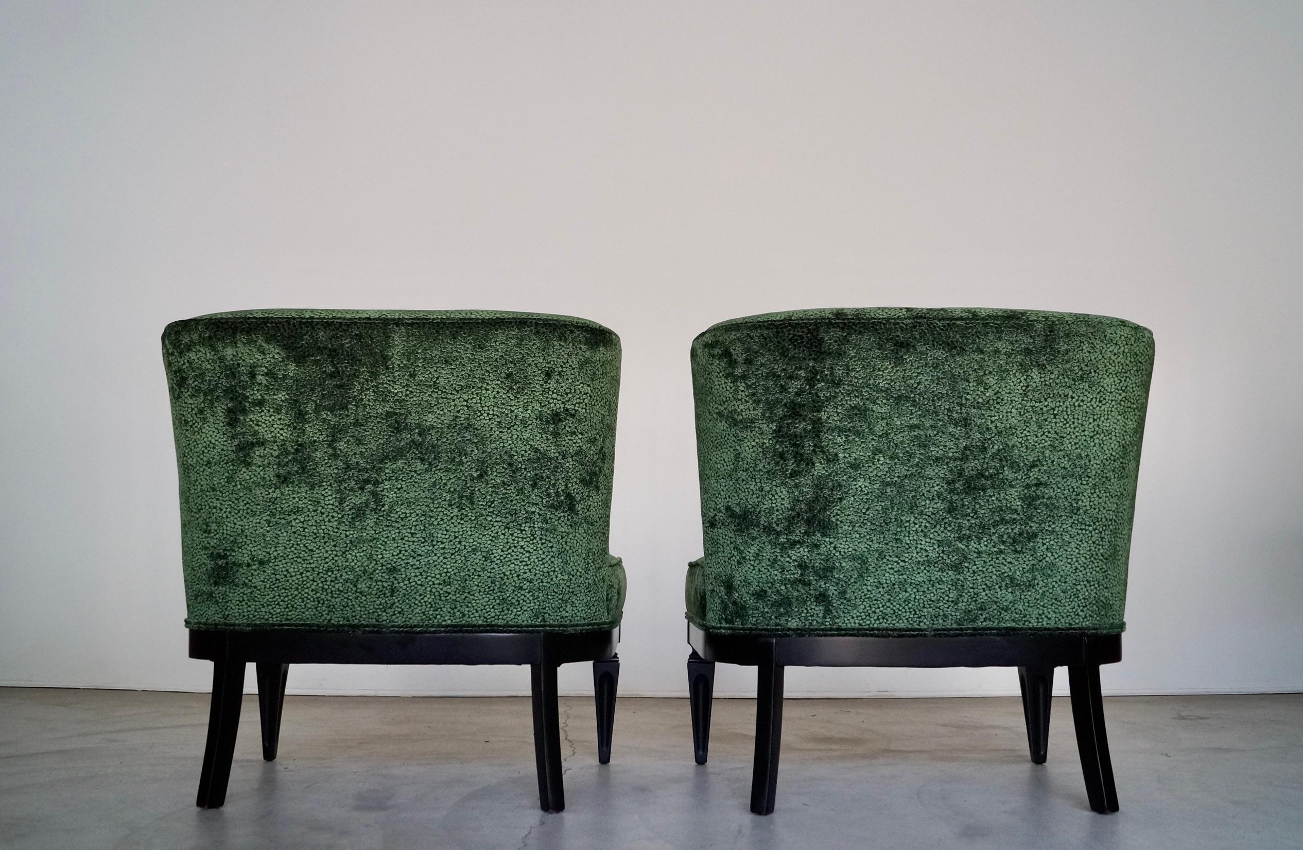 1960's Hollywood Regency Velvet Slipper Lounge Chairs - a Pair For Sale 3