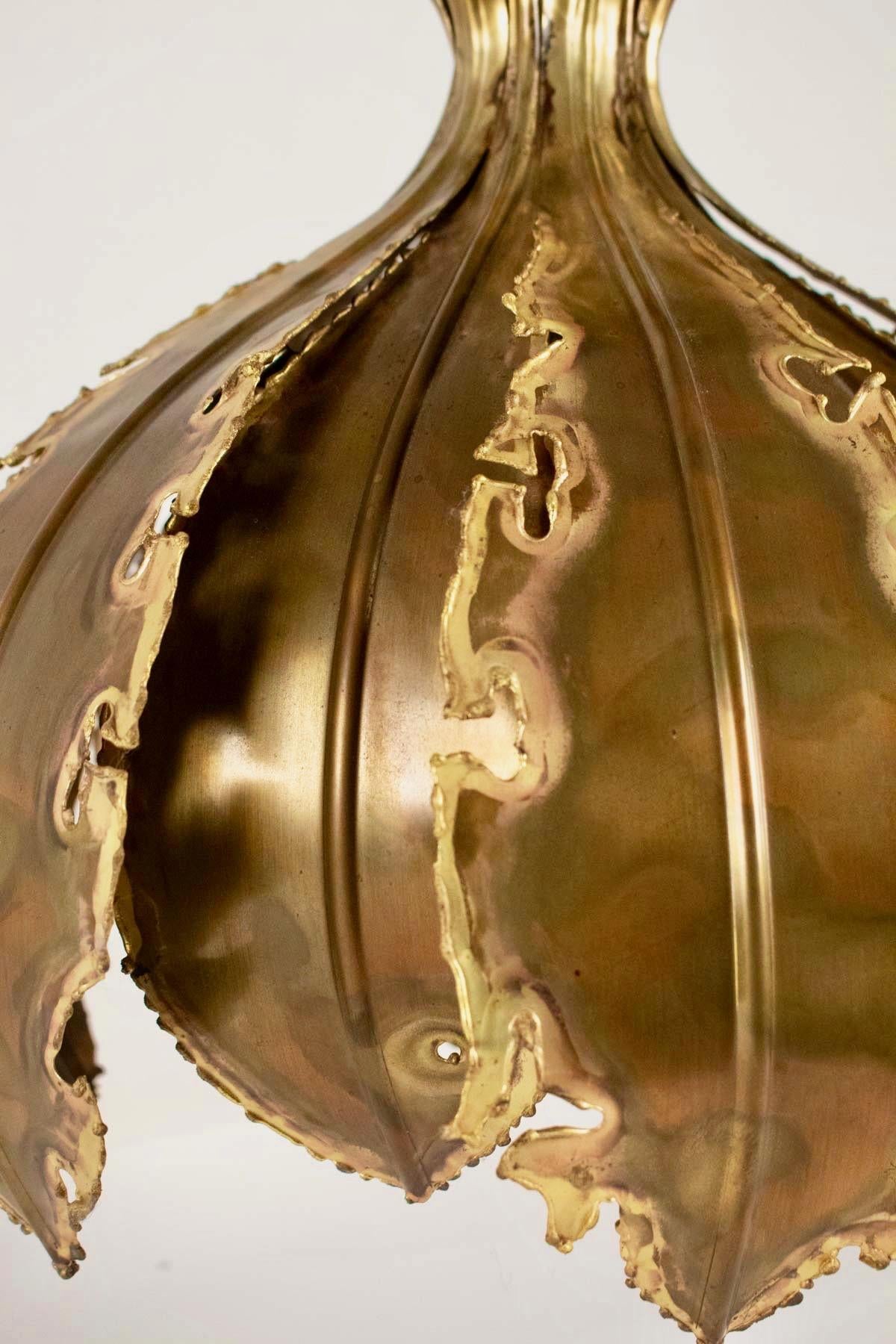 1960s Holm Sørensen Brutalist Brass Pendant 2