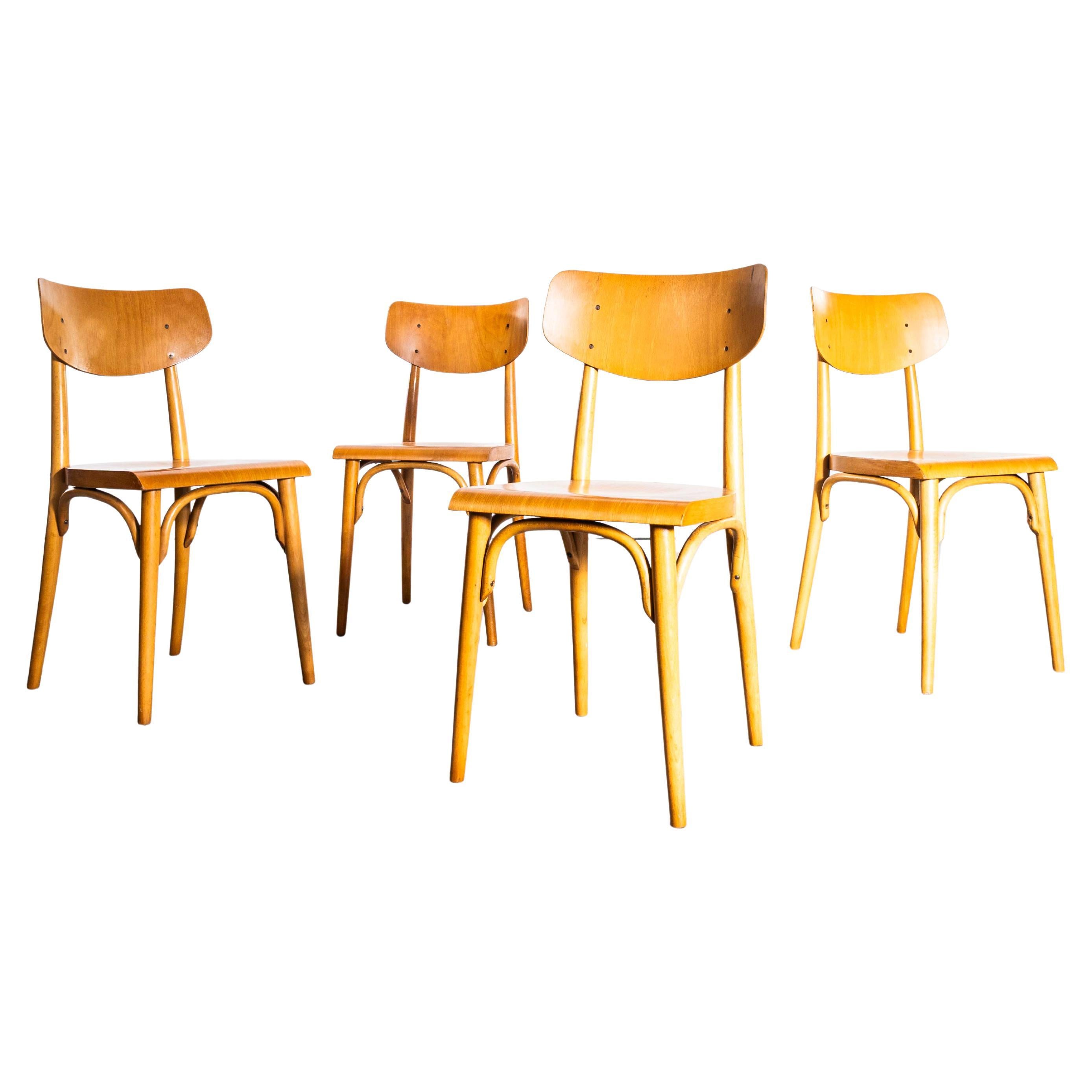 1960's Honey Glossed Shield Back Dining Chairs - Set Of Four For Sale