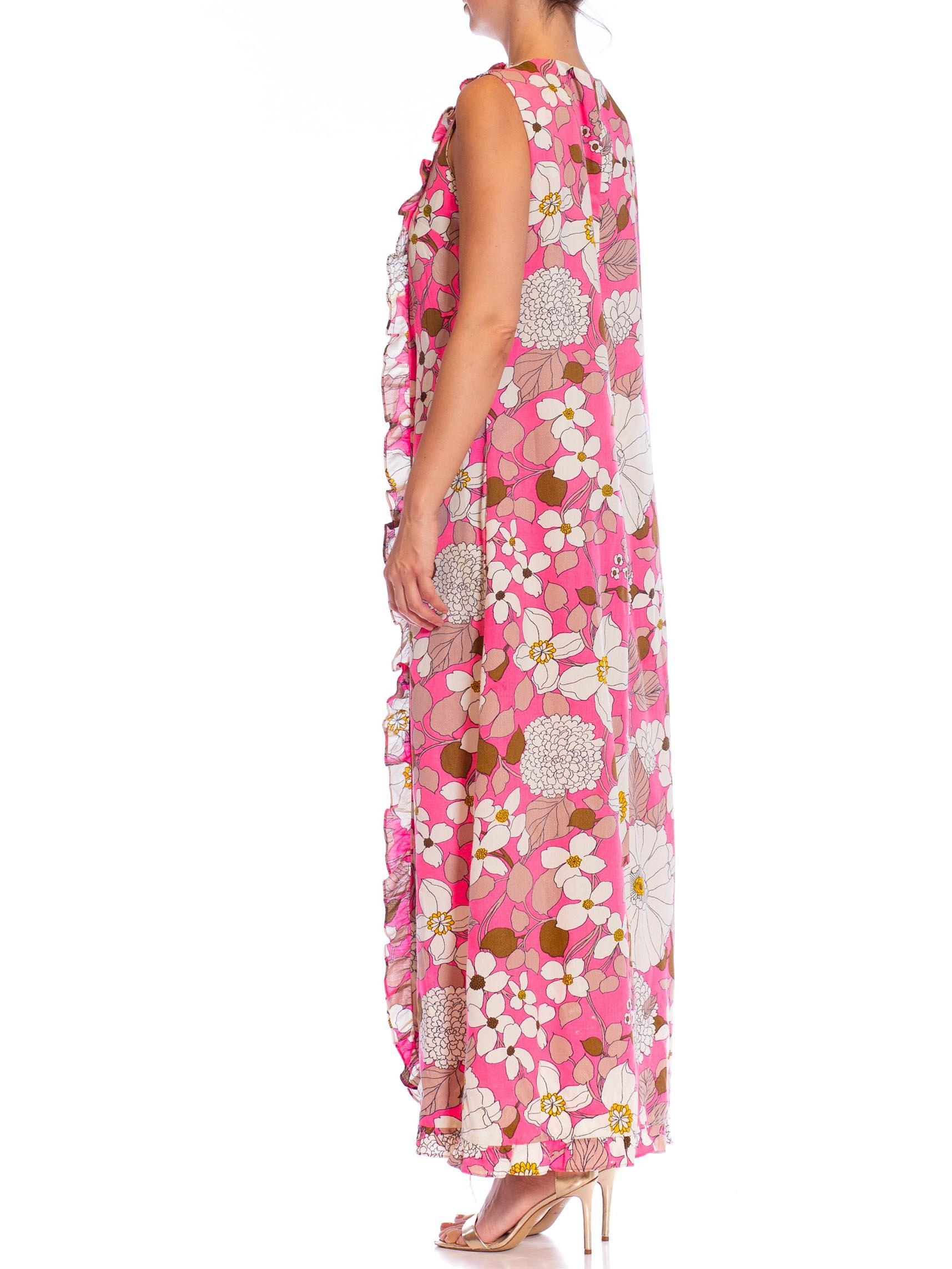 1960er Jahre Hot Pink Baumwolle Barkcloth Made In Hawaii Kleid Damen im Angebot