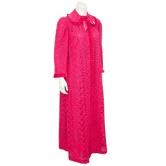 1960s Hot Pink Lace Duster with Velvet Trim