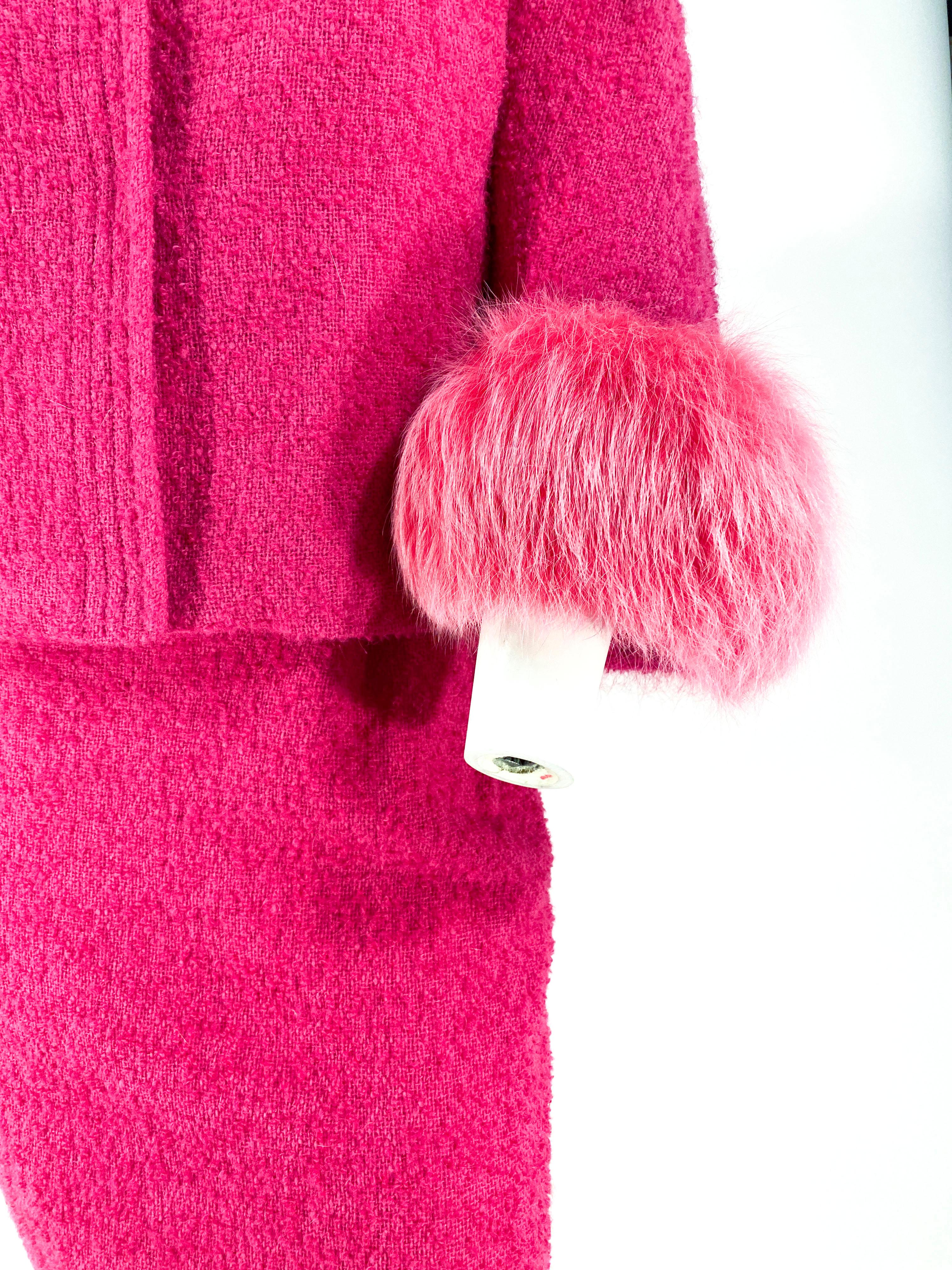 1960s Hot Pink Mohair and Fox Suit In Good Condition In San Francisco, CA