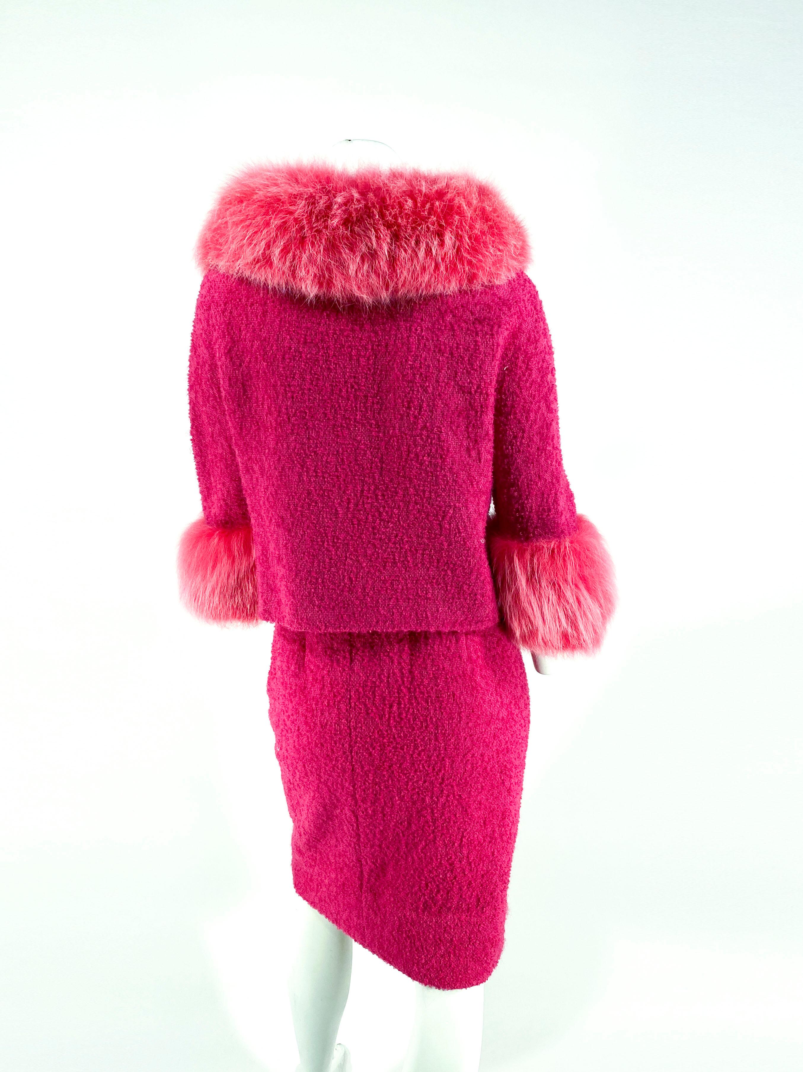 1960s Hot Pink Mohair and Fox Suit 2