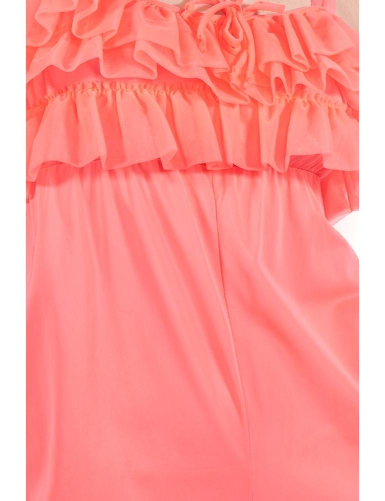1960S Hot Pink Nylon Tricot Jersey Lingerie Romper With Ruffles For Sale 7