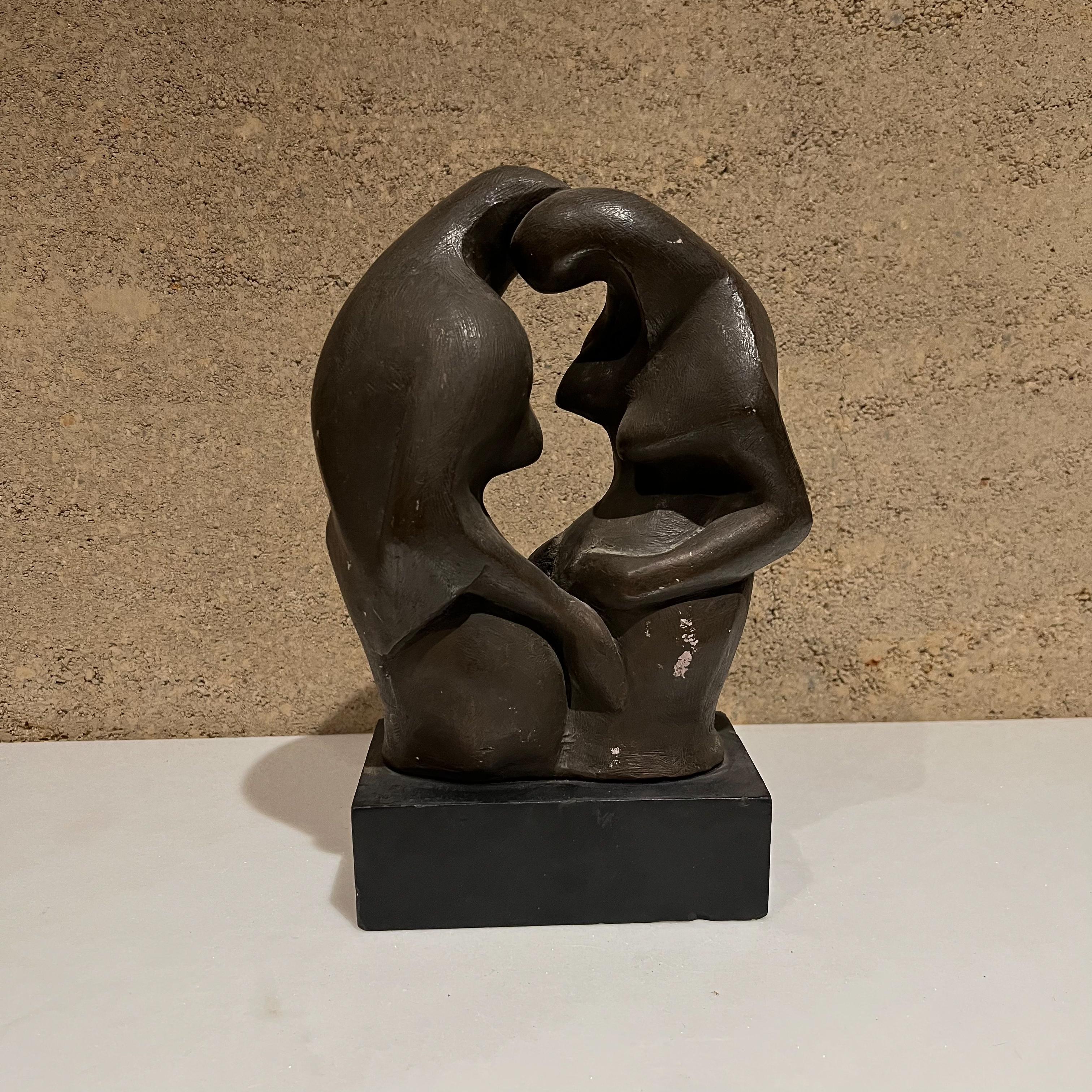 1960s Hugo Robus Modernist Art Table Sculpture Women Embracing Bronze Plaster 4