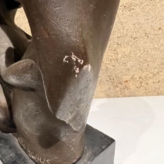 1960s Hugo Robus Modernist Art Table Sculpture Women Embracing Bronze Plaster