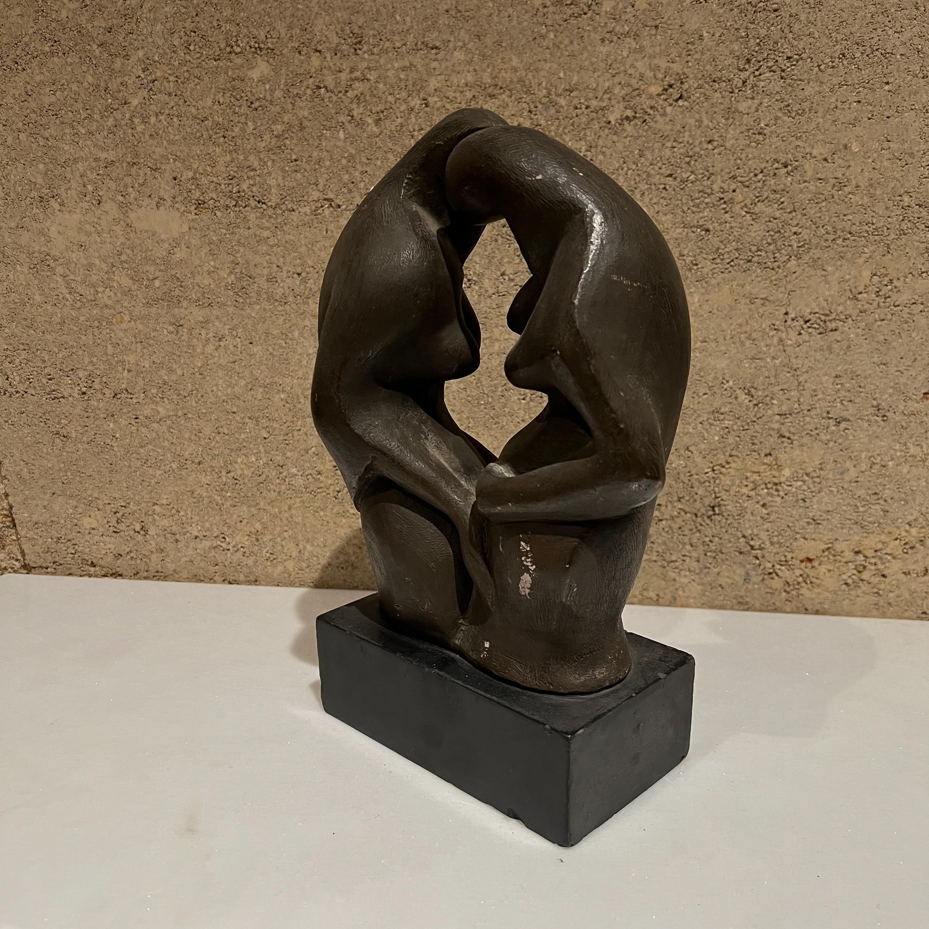 1960s Hugo Robus Modernist Art Table Sculpture Women Embracing Bronze Plaster 3