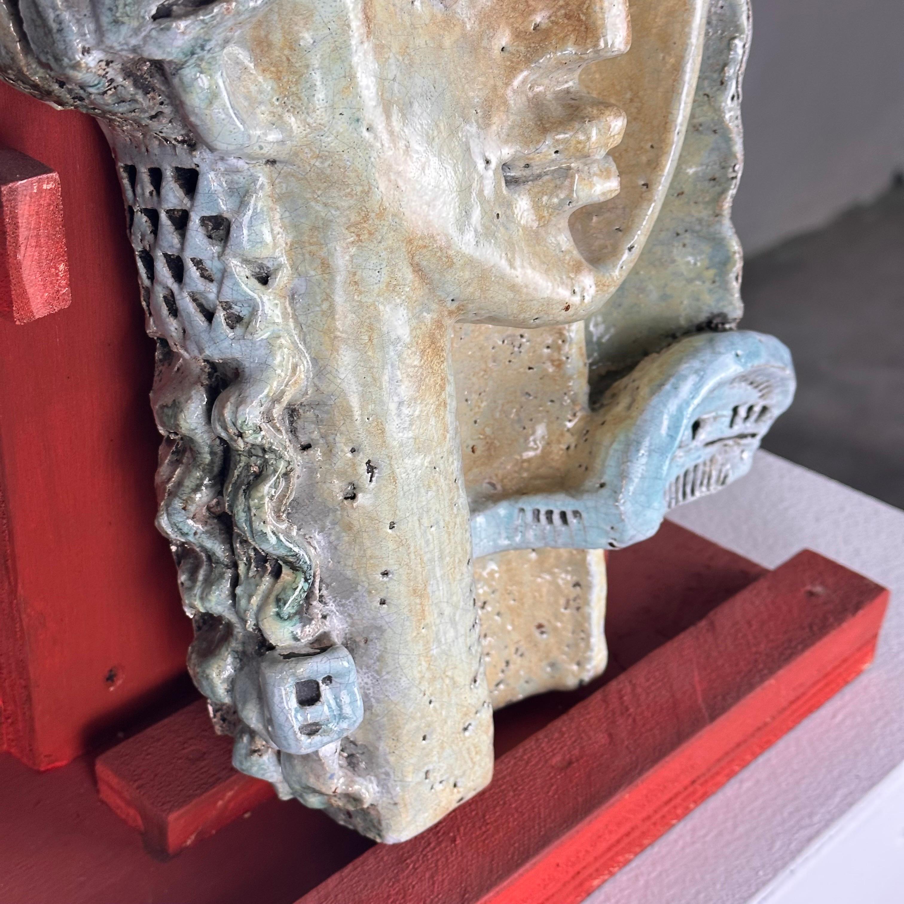 1960s Hungarian Ceramic Wall Plaque: Woman's Visage by G. Staindl Katalin 13