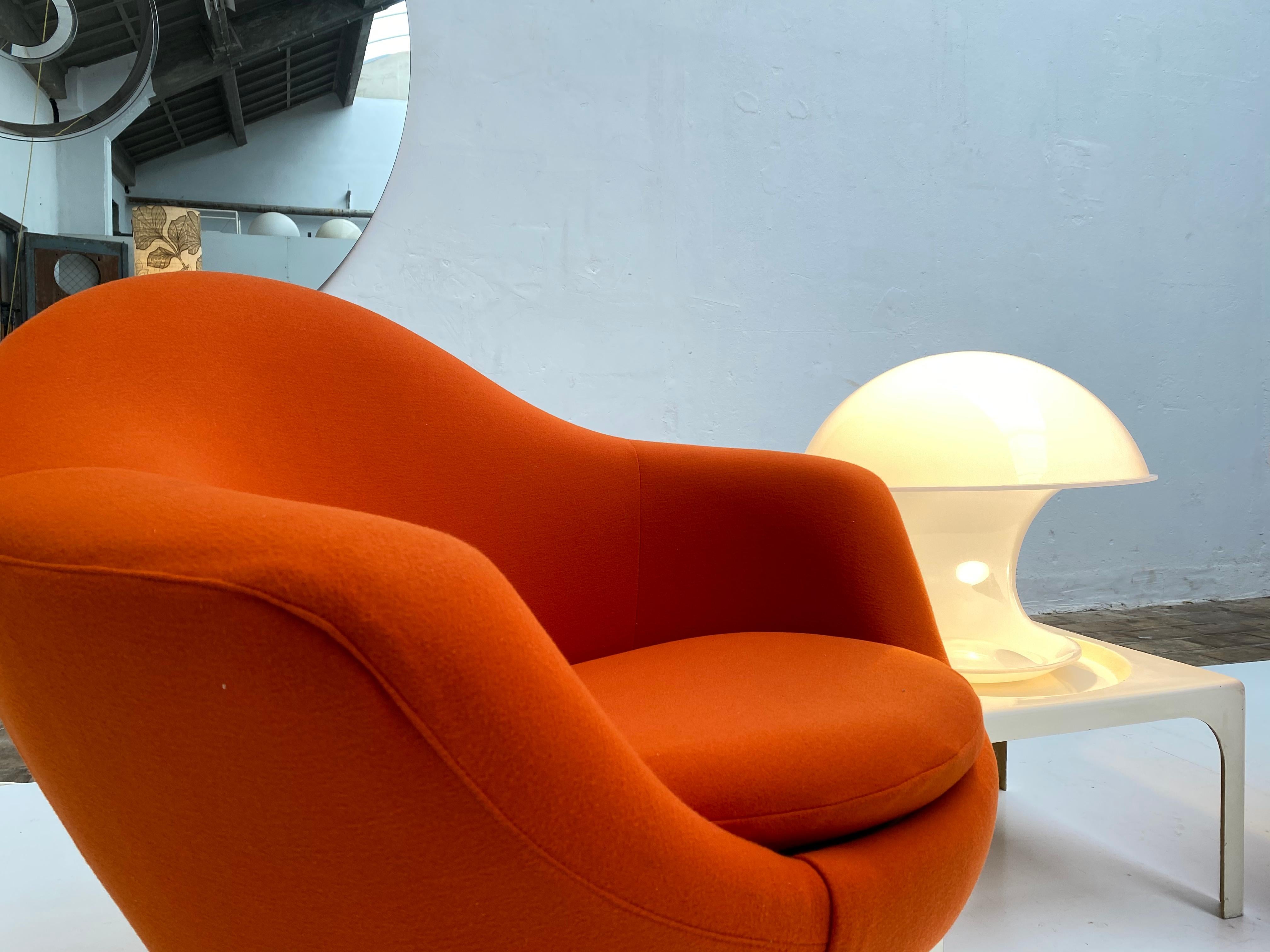 1960s Hungarian Space Age Swiveling Lounge Chairs New Orange Stretch Fabric In Good Condition In Bergen op Zoom, NL