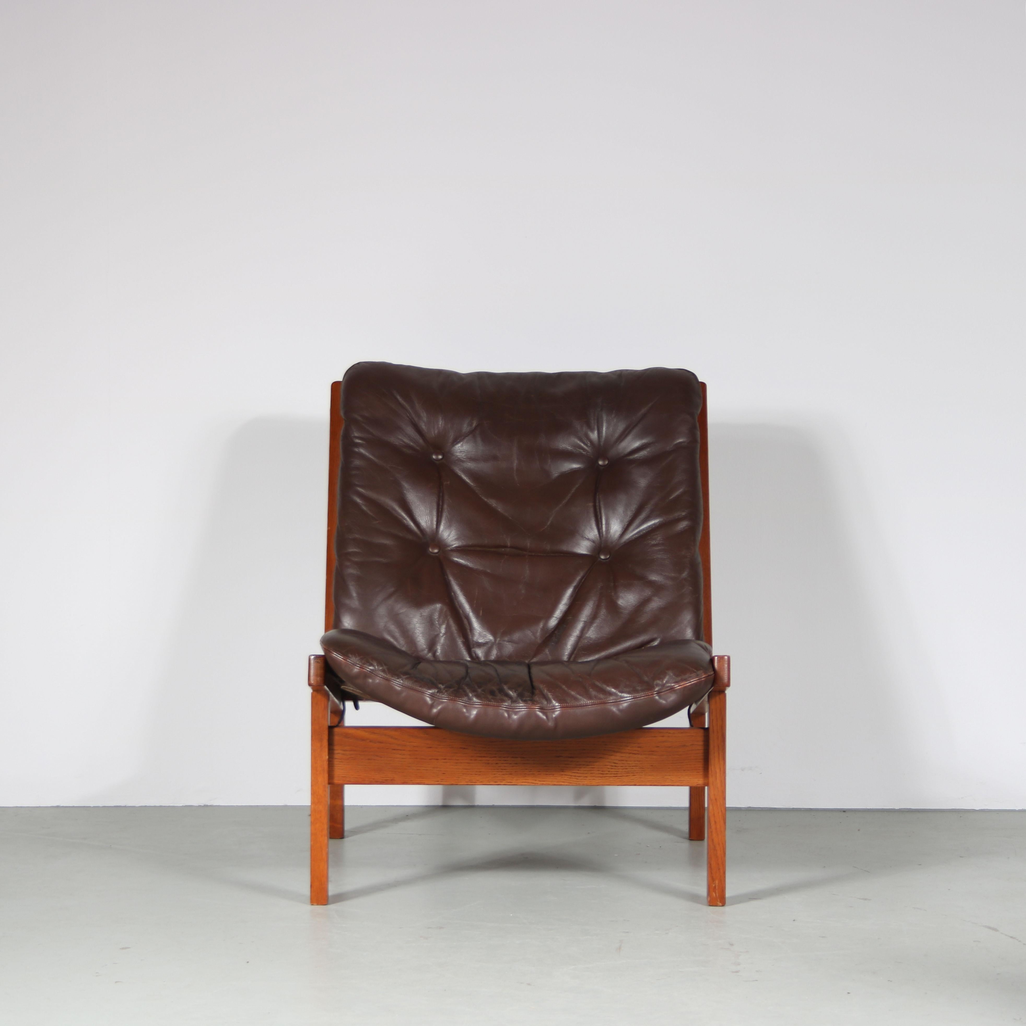 1960s “Hunting chair” + ottoman by Torbjorn Afdal for Bruksbo, Norway For Sale 4