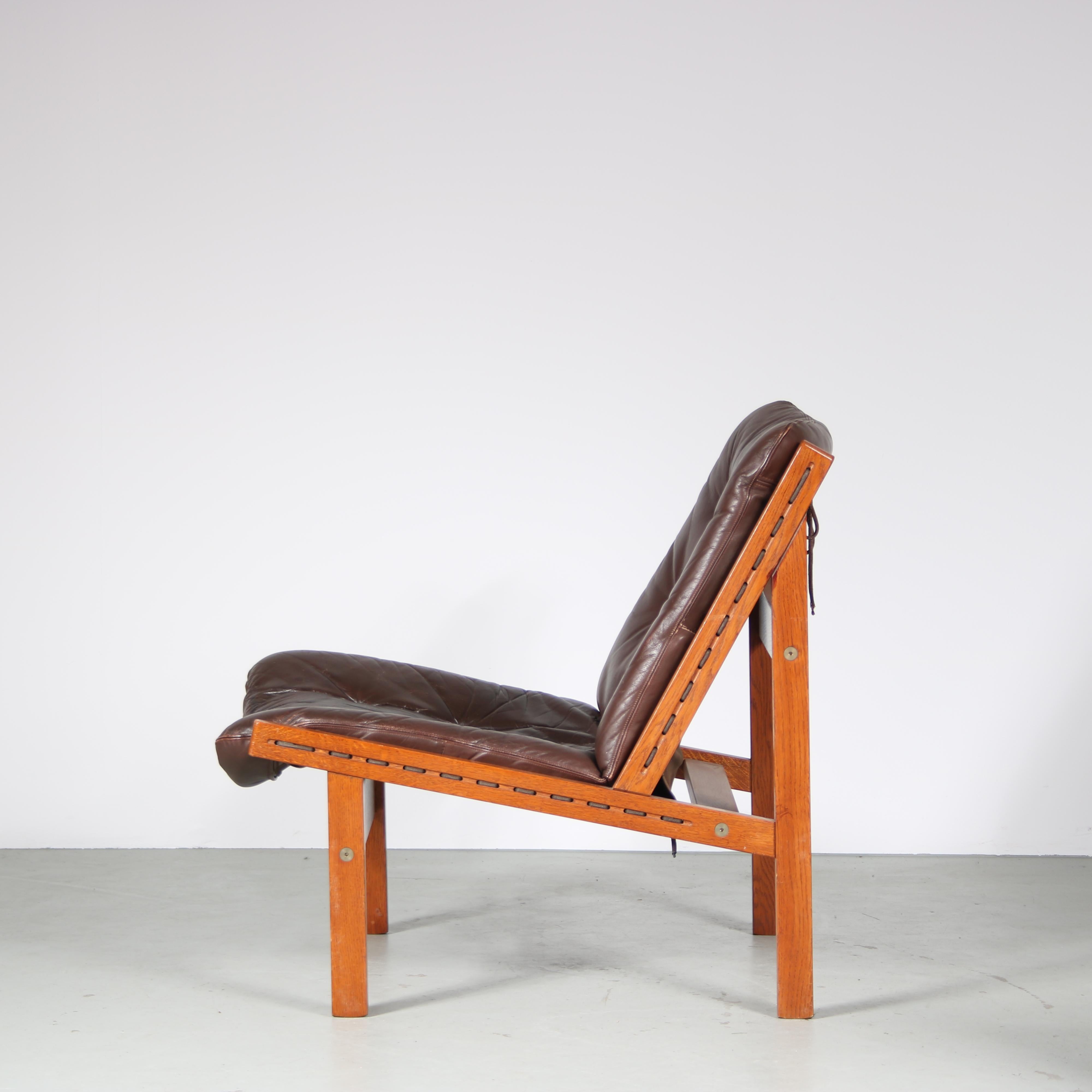 1960s “Hunting chair” + ottoman by Torbjorn Afdal for Bruksbo, Norway For Sale 1