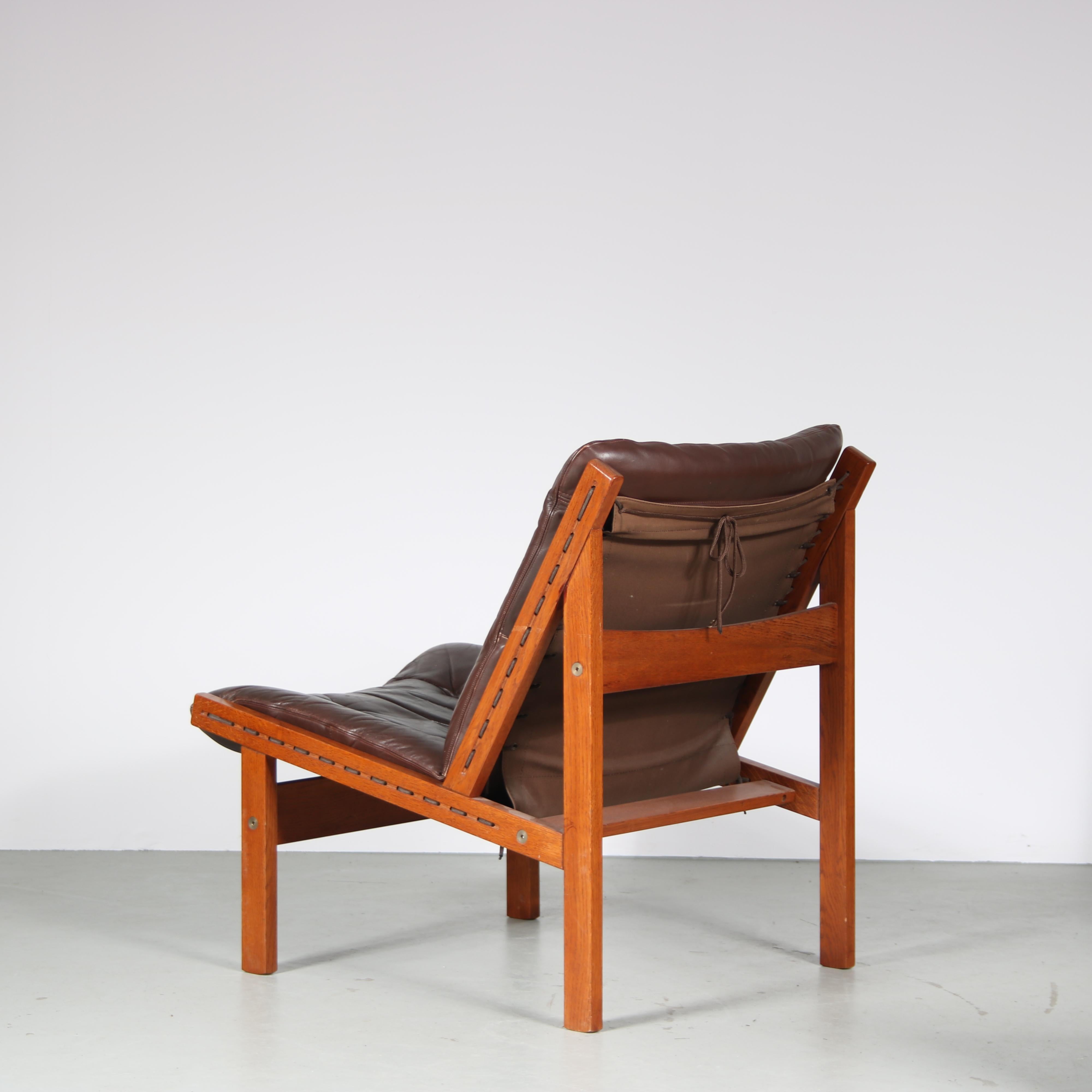 Chaise de chasse + pouf des années 1960 par Torbjorn Afdal pour Bruksbo, Norvège en vente 2