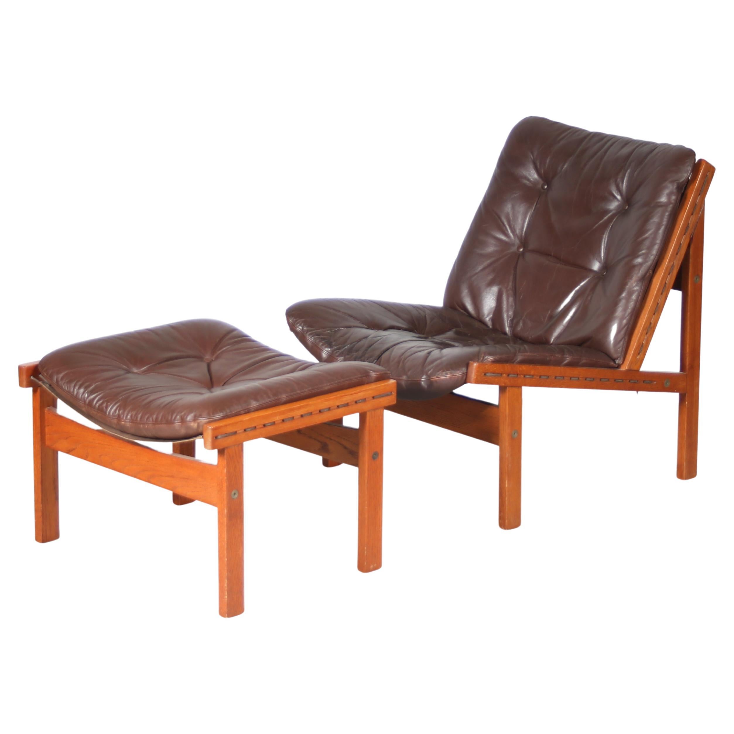 1960s “Hunting chair” + ottoman by Torbjorn Afdal for Bruksbo, Norway For Sale
