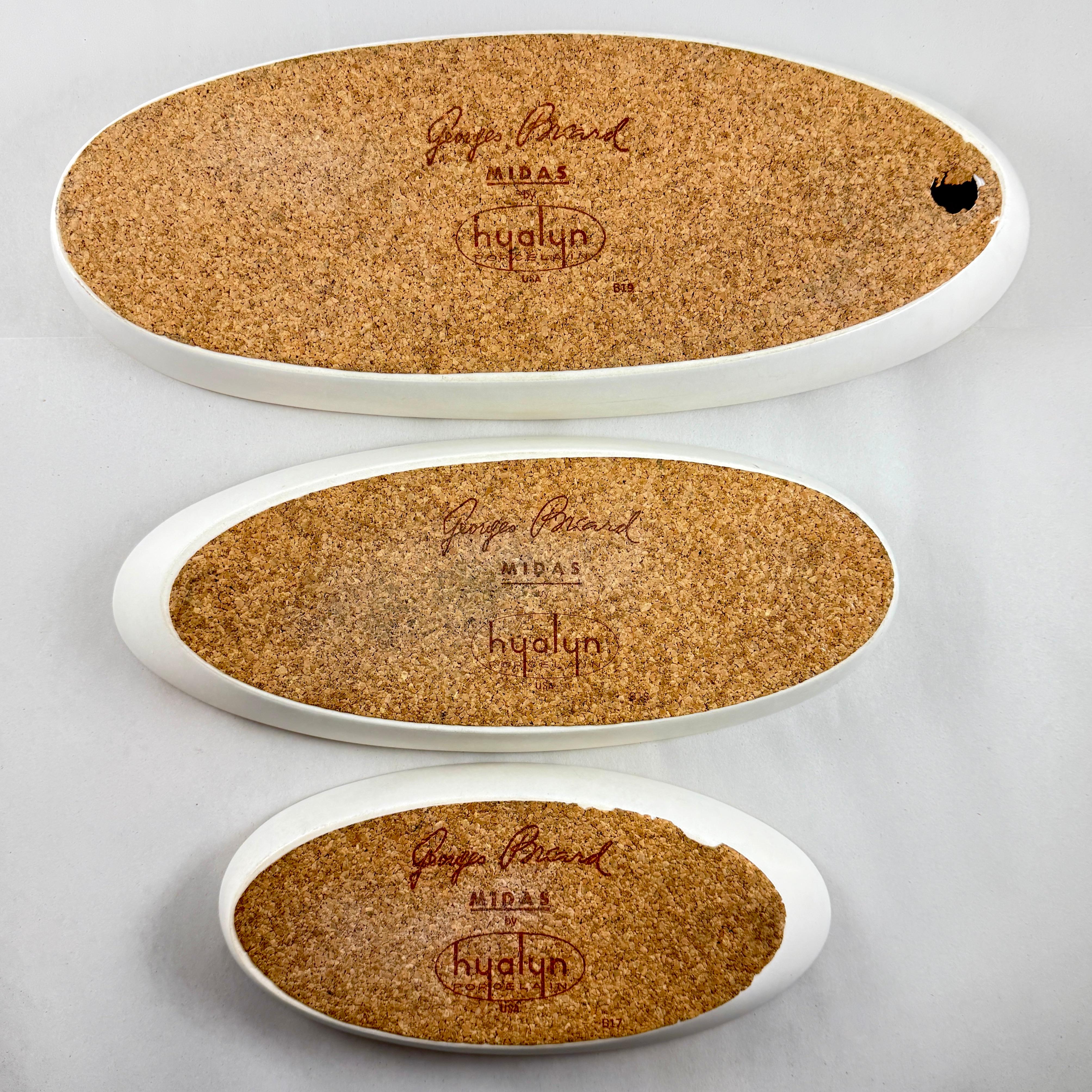 1960 Hyalyn Porcelain Briard Bisque Nesting Cornucopia Servers, set/3 en vente 5