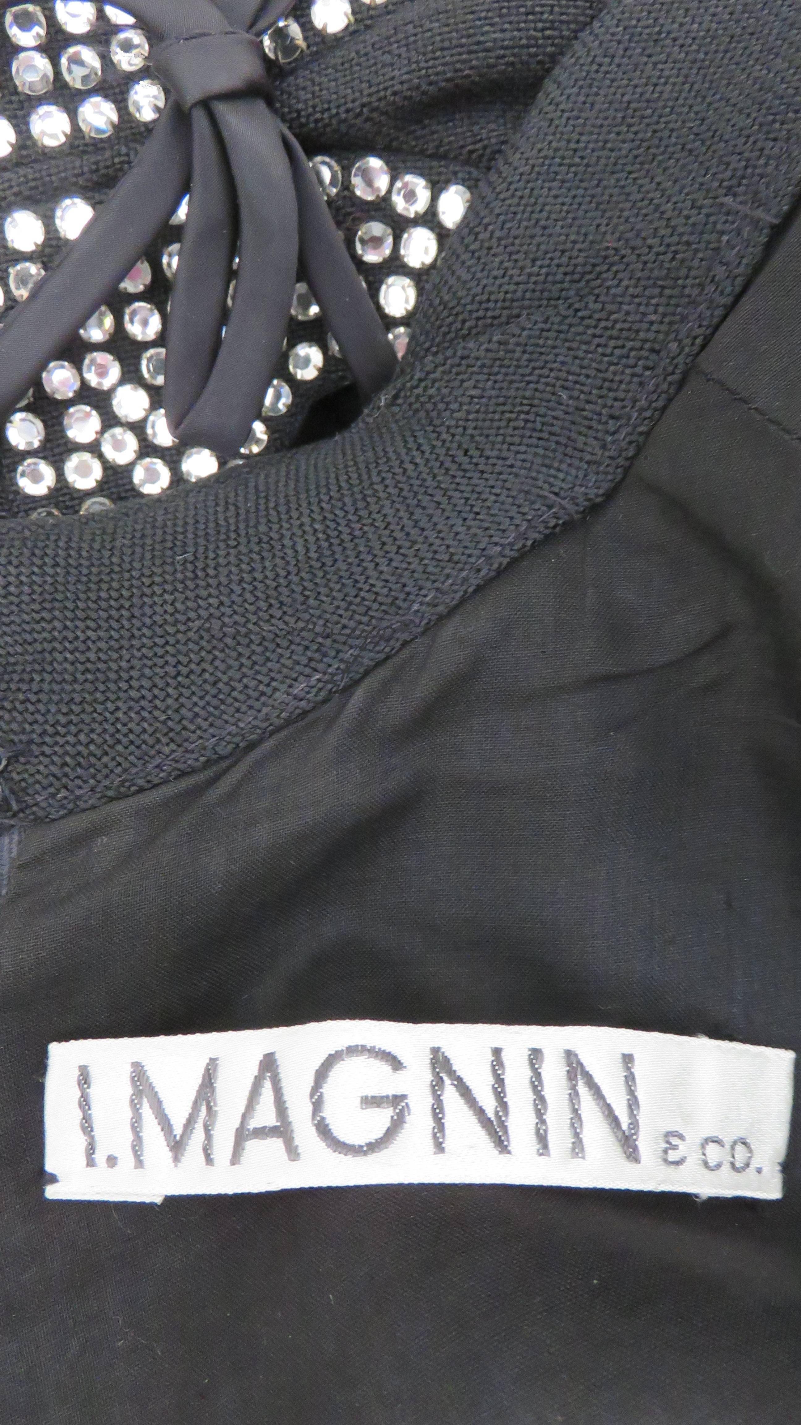 I. Magnin - Robe en lin avec découpes à la taille, années 1960 en vente 8