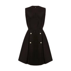1960s I. Magnin Black Silk Dress With Diamante Buttons