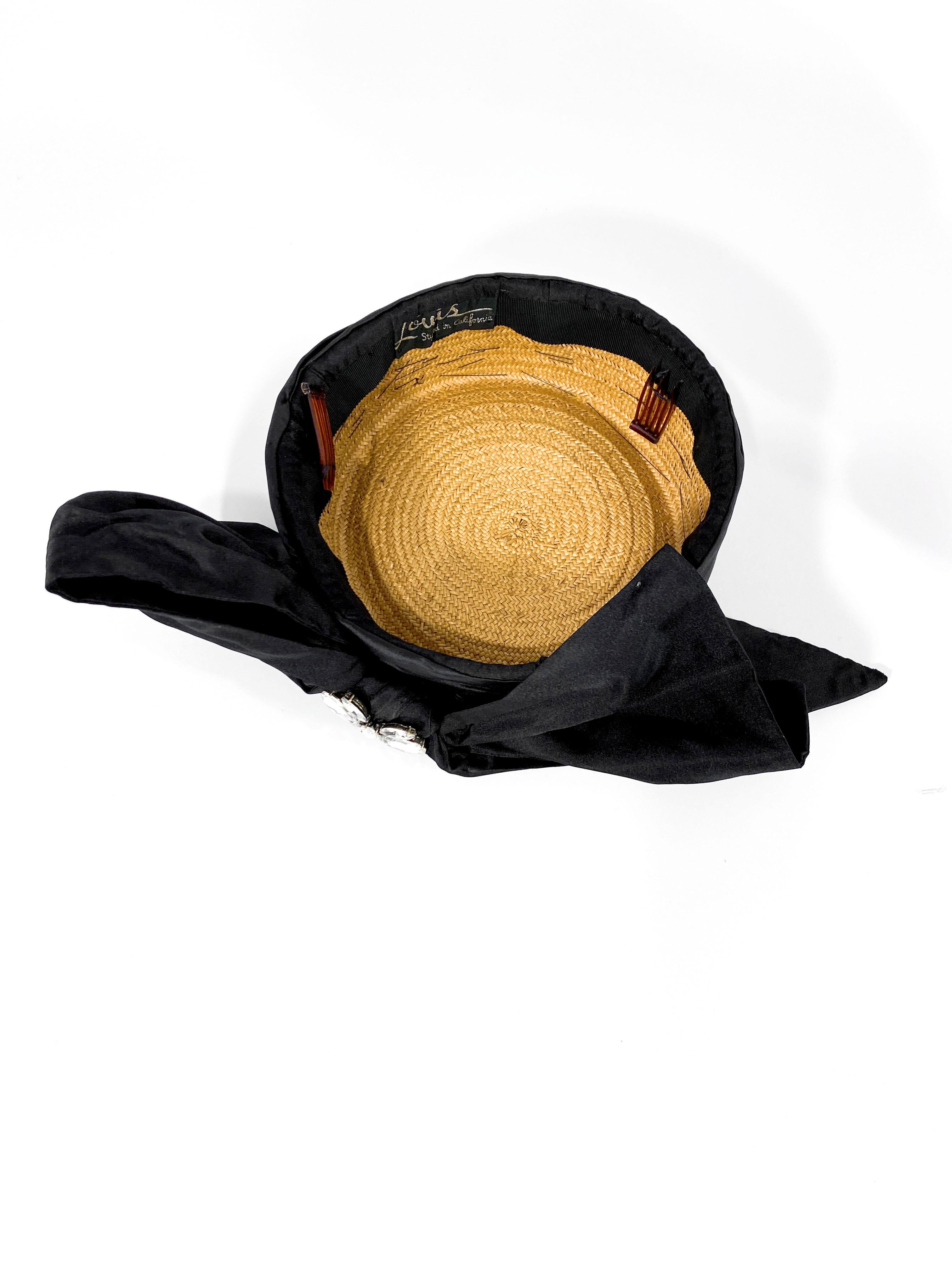 1960s I. Magnin Black Silk Fashion Pillbox Hat For Sale 1