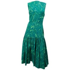 1960's I. Magnin Green Marble Dress